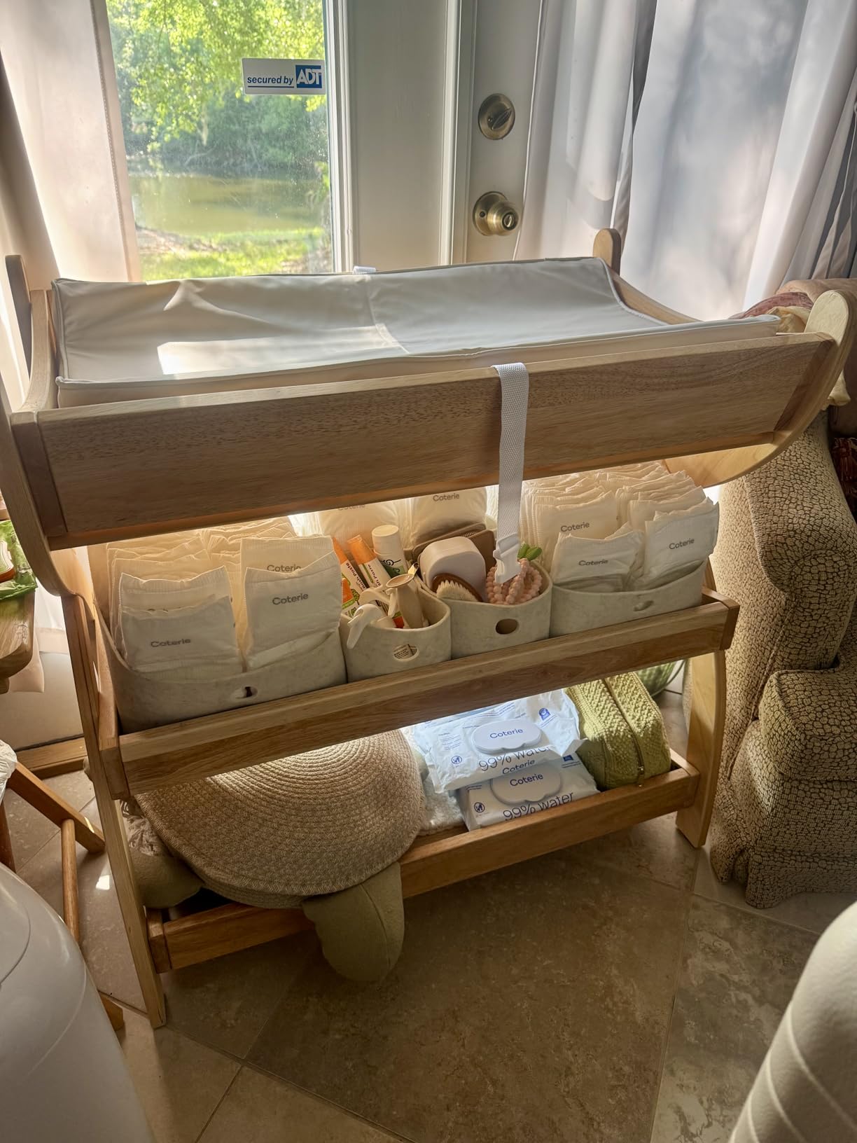 Comfy Cubs Baby Changing Table - Natural Wood | Sturdy Wood Construction, Timeless Look Infant Changing Table with Two Open Shelves for Storage customer photo 2