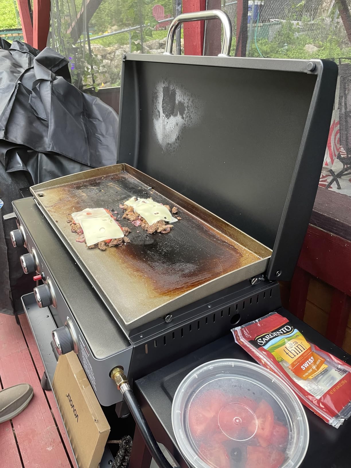 Royal Gourmet PD4001 4 Burner Propane Gas Griddle, Removable Standing Cart | Convertible to Tabletop Design, Black | Flat Top Grill with Hood | for Camping, Tailgating, Backyard BBQ customer photo 1
