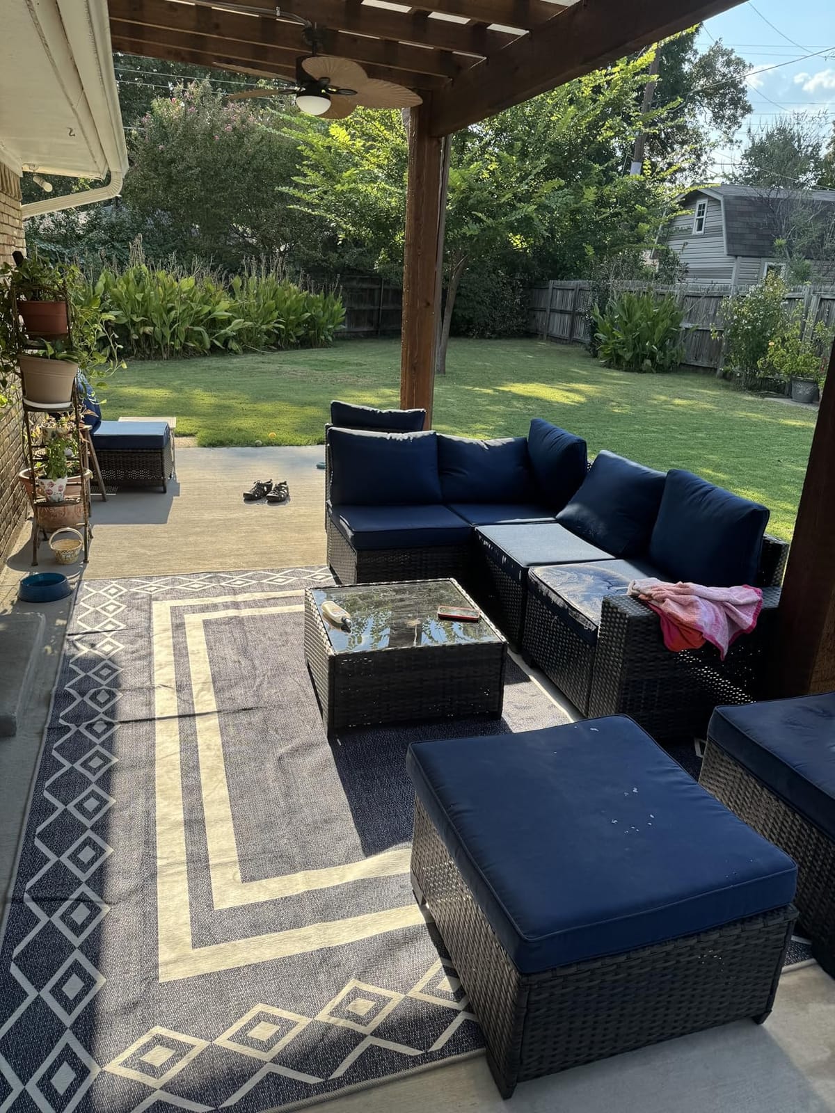 Patio Furniture Set, 6 Pieces Outdoor Couch Sofa with Wider Armrests & Glass Coffee Table, Outdoor Sectional Furniture with Thick Cushions for Party, Poolside, Garden-Beige customer photo 2