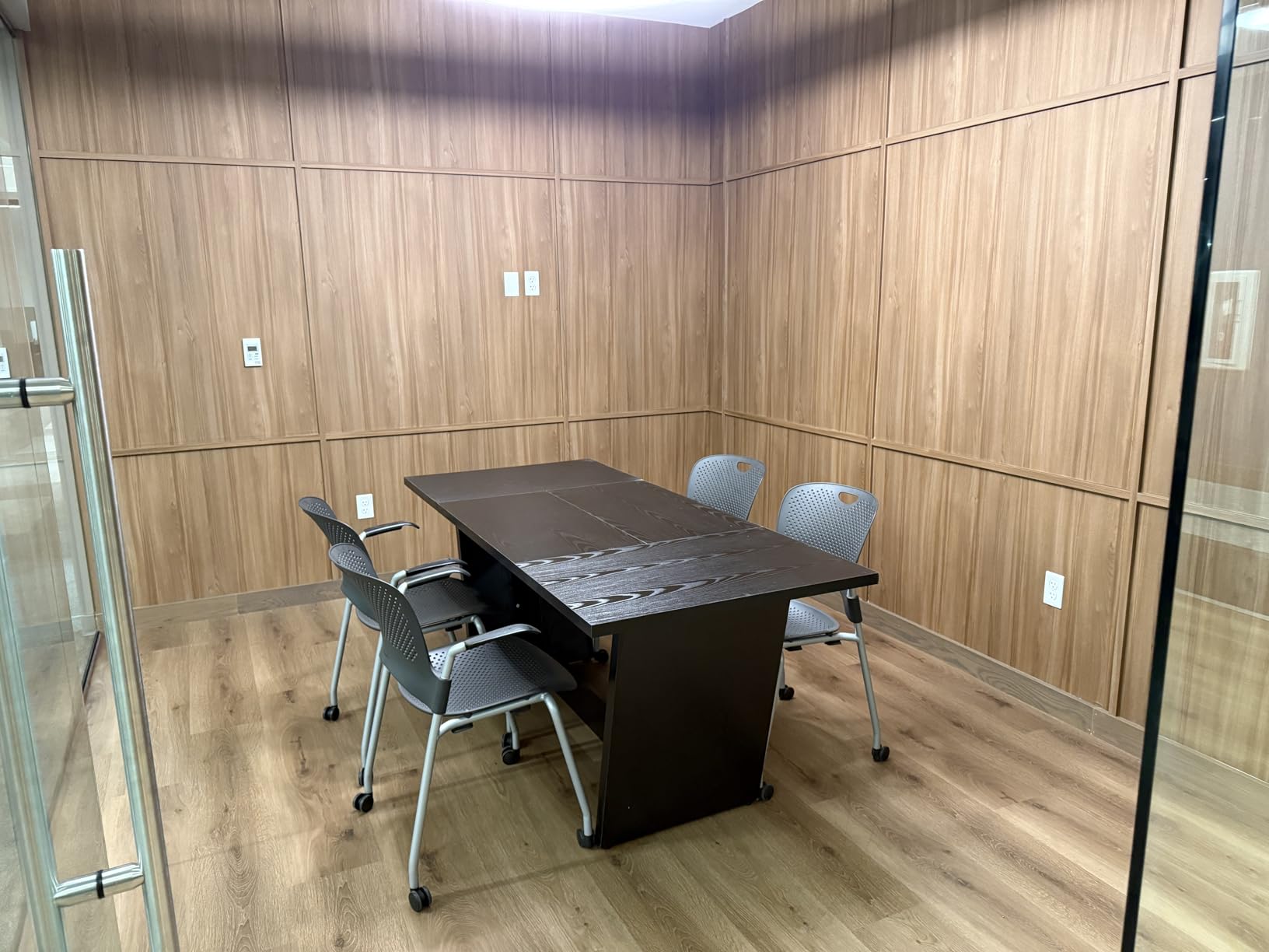 Tribesigns 14-16 People Conference Table, 12 FT Large Rectangular Meeting Seminar Table, Modern Solid Executive Office Business Furniture Boardroom Desk for Office (Set of 4, Light Brown) customer photo 1
