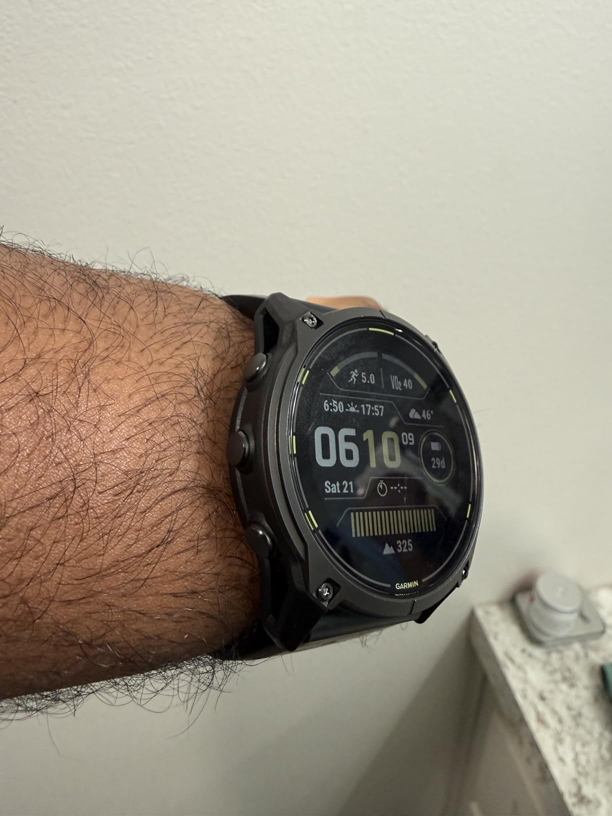 Garmin Enduro 3 GPS Smartwatch 51mm Solar Sapphire, Ultra Battery Life, Mapping, Built-in LED Flashlight, Carbon Gray DLC Titanium, Black UltraFit Nylon Strap (Renewed) customer photo 2