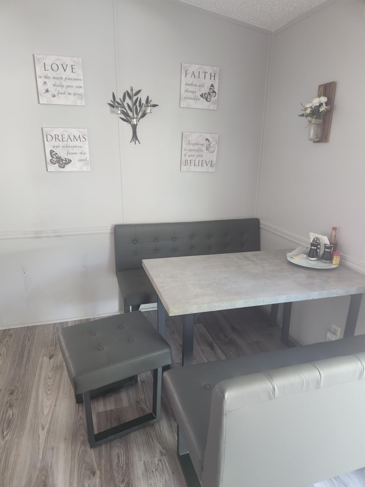 Corner Dining Table Set for Small Spaces, 72 Inch Breakfast Nook with Storage Banquette, 5 Piece Dining Set with Upholstered Bench, Modern Grey customer photo 1
