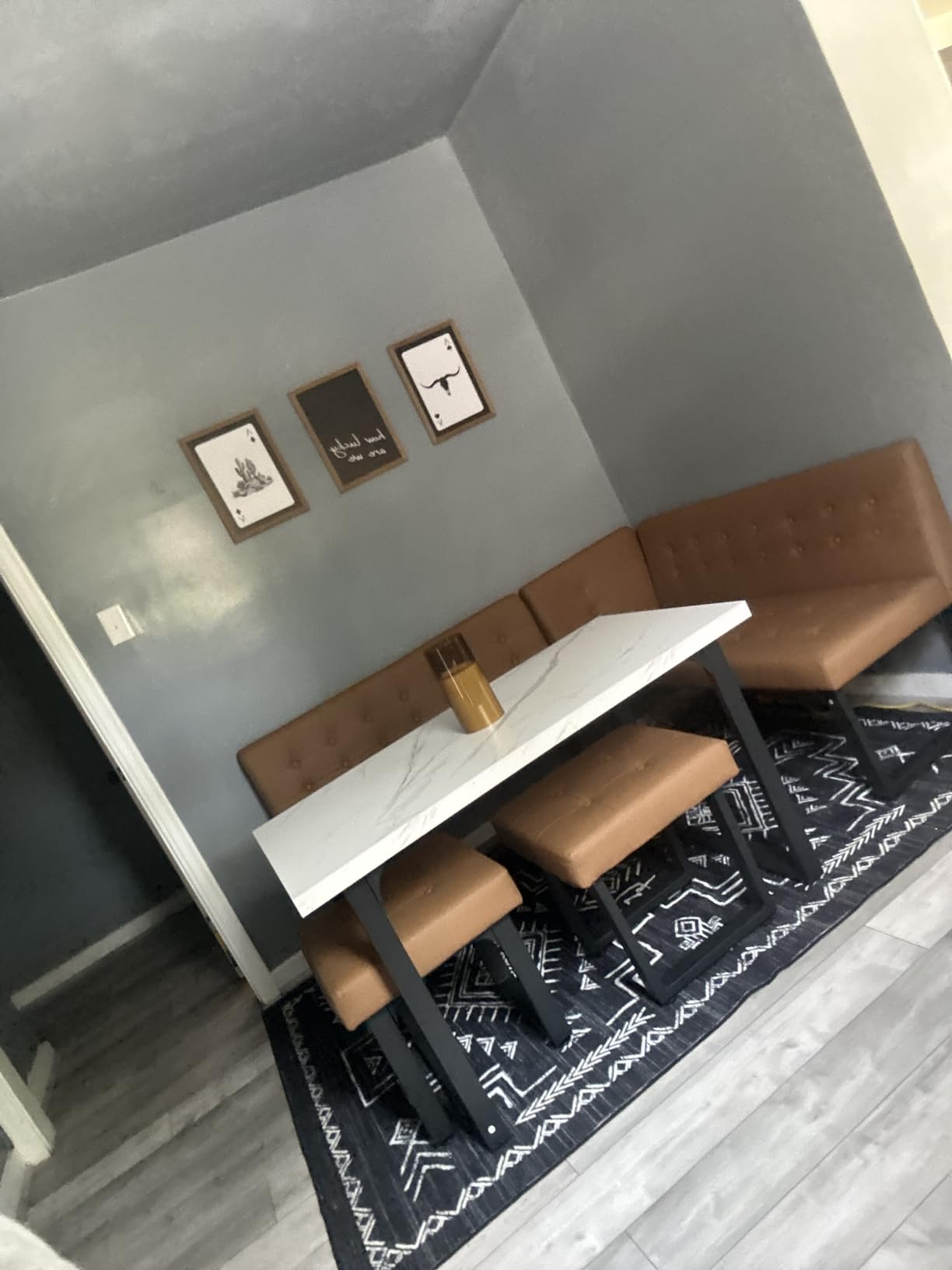 Corner Dining Table Set for Small Spaces, 72 Inch Breakfast Nook with Storage Banquette, 5 Piece Dining Set with Upholstered Bench, Modern Grey customer photo 2