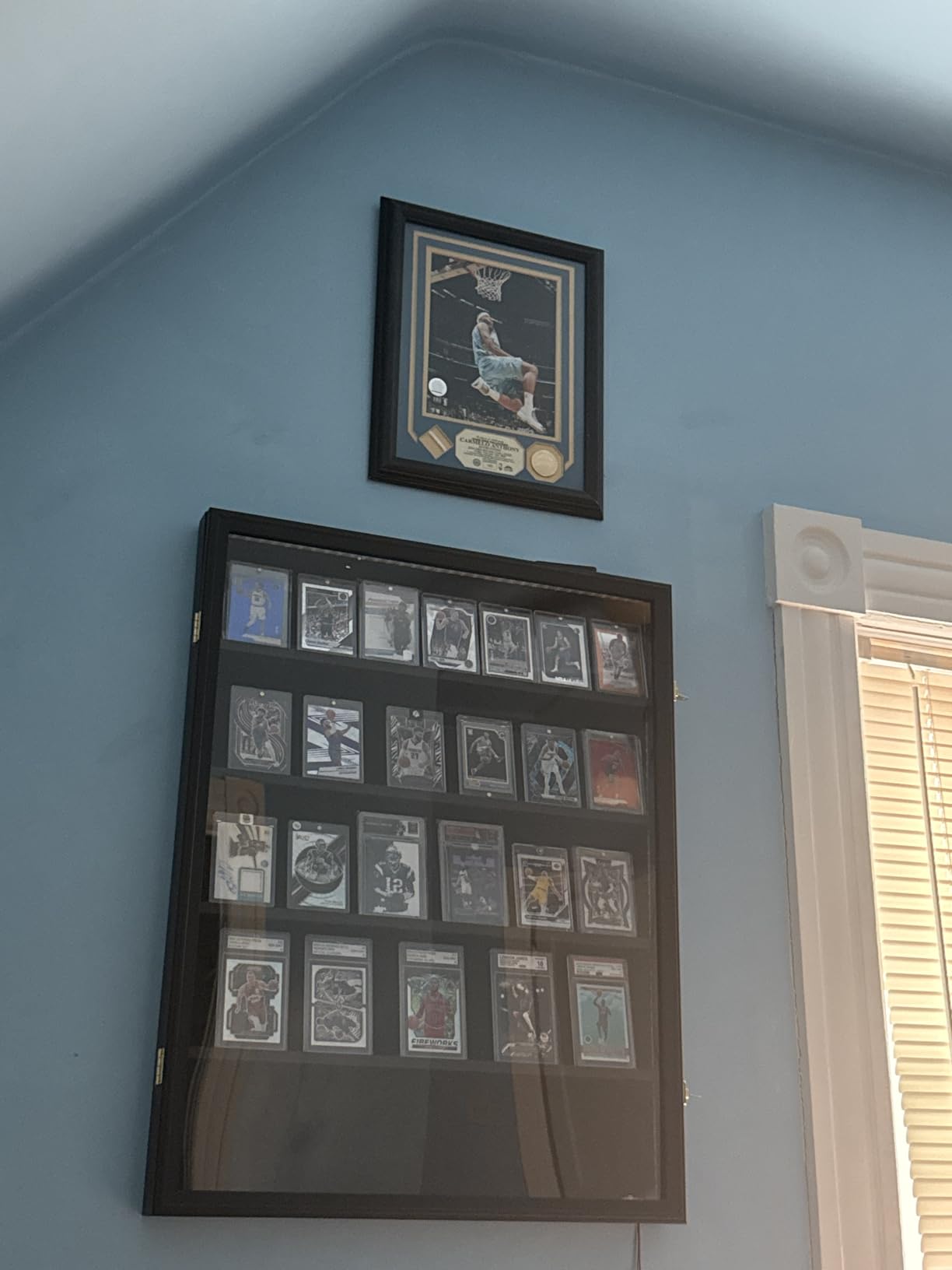 VERANI 35 LED Graded Sports Baseball Card Display Case Wall Mount Black | Large 35-slot inner space, Built-in soft LED light strips, Fully sealed dustproof structure, Wall mount vertical design customer photo 2