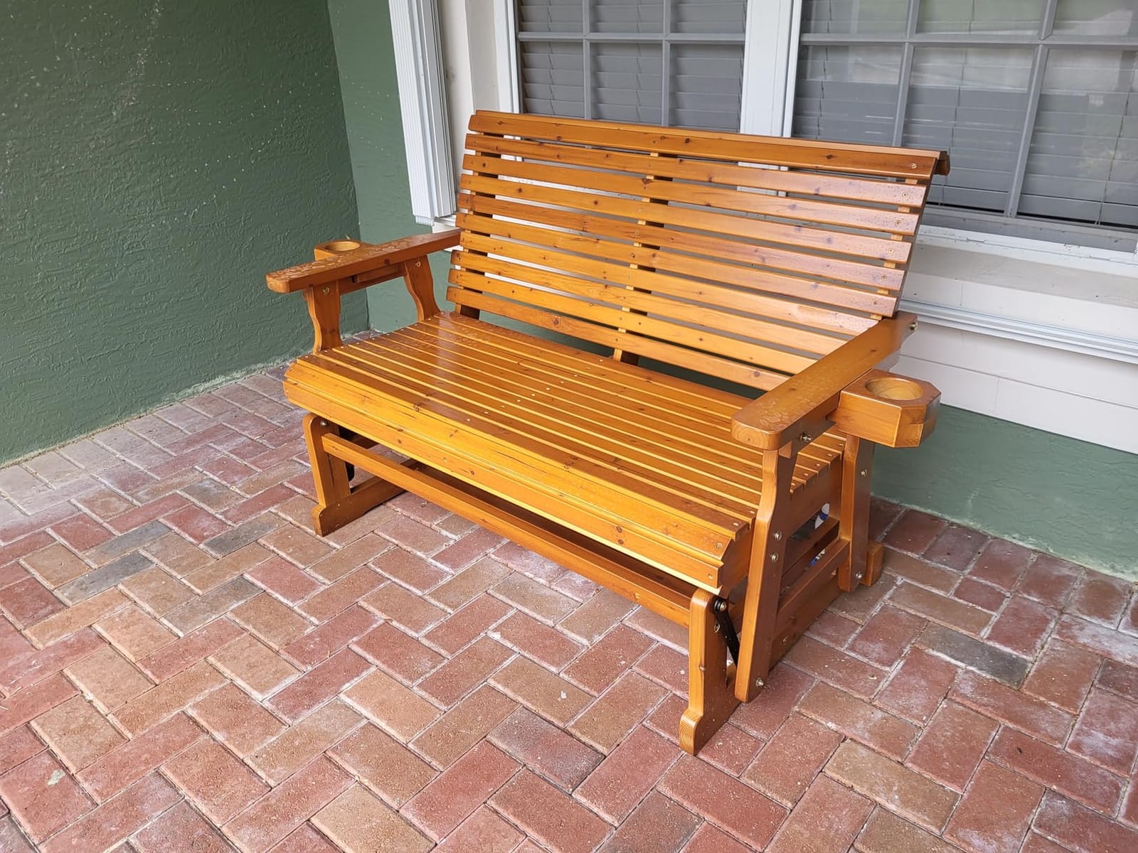 Fortune Candy Patio Glider with Cup Holders, High Roll Back and Deep Contoured Seat, Heavy Duty 800 Lb (Brown, 2-Seater) customer photo 2