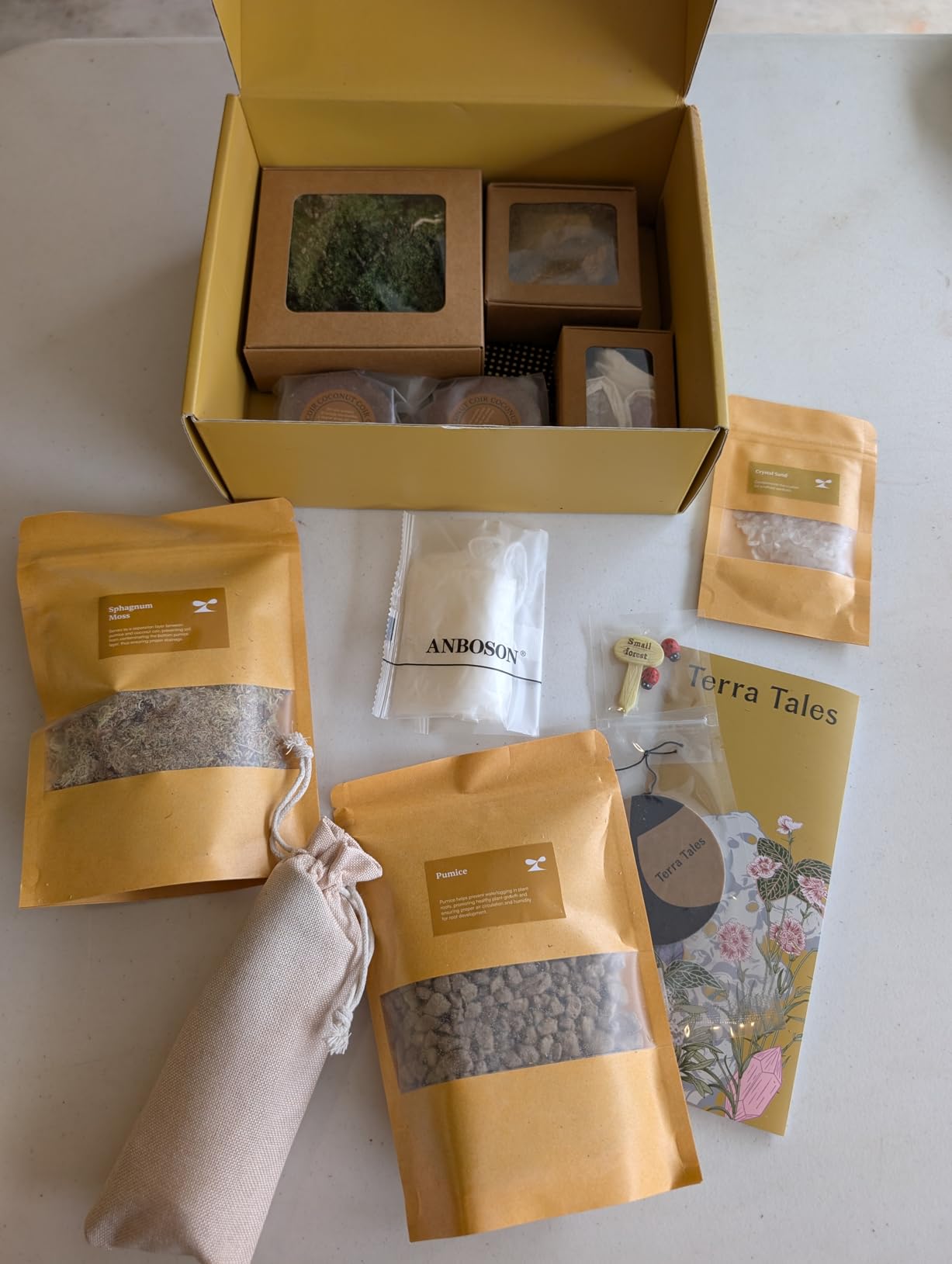 DIY Crystal Terrarium Kit - 21-Pieces All-In-One Starter Kit with Preserved Moss, Pumice, Crystals, Coconut Coir, Tools & Decor | Healing Gift for relaxing | Plants Lovers | Home & Desk Decor customer photo 1