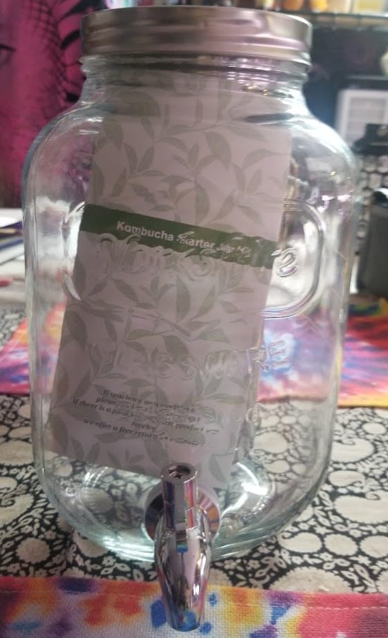 1 Gallon Kombucha Starter Kit, Glass Kombucha Jar with Spigot and Stainless Steel Mesh Filter Fermentation Kit for Home Brewed Kombucha Bottles, Includes Test Strips, Measuring Cups, Cloth Top | 1 Gal kombucha kit for home fermented tea. Spigot, filter & tools simplify DIY brew, ideal gift for kombucha lovers customer photo 1