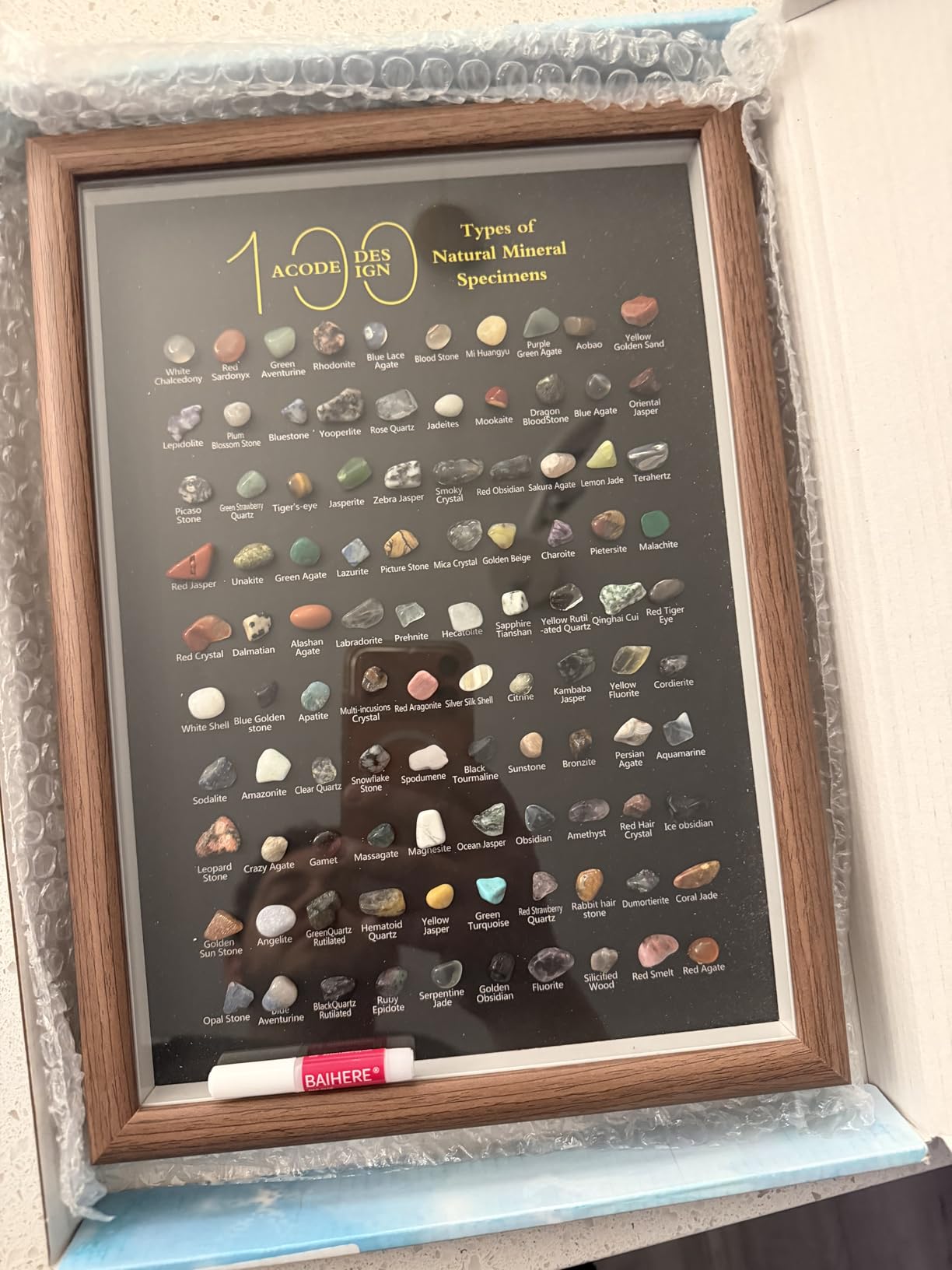 ACODE Natural Mineral Specimen Shadow Box, Geology Collection Display Case, Home Decor Wall Art Tabletop Display with Real Rocks Crystals, Gift for Birthday Christmas Housewarming customer photo 1