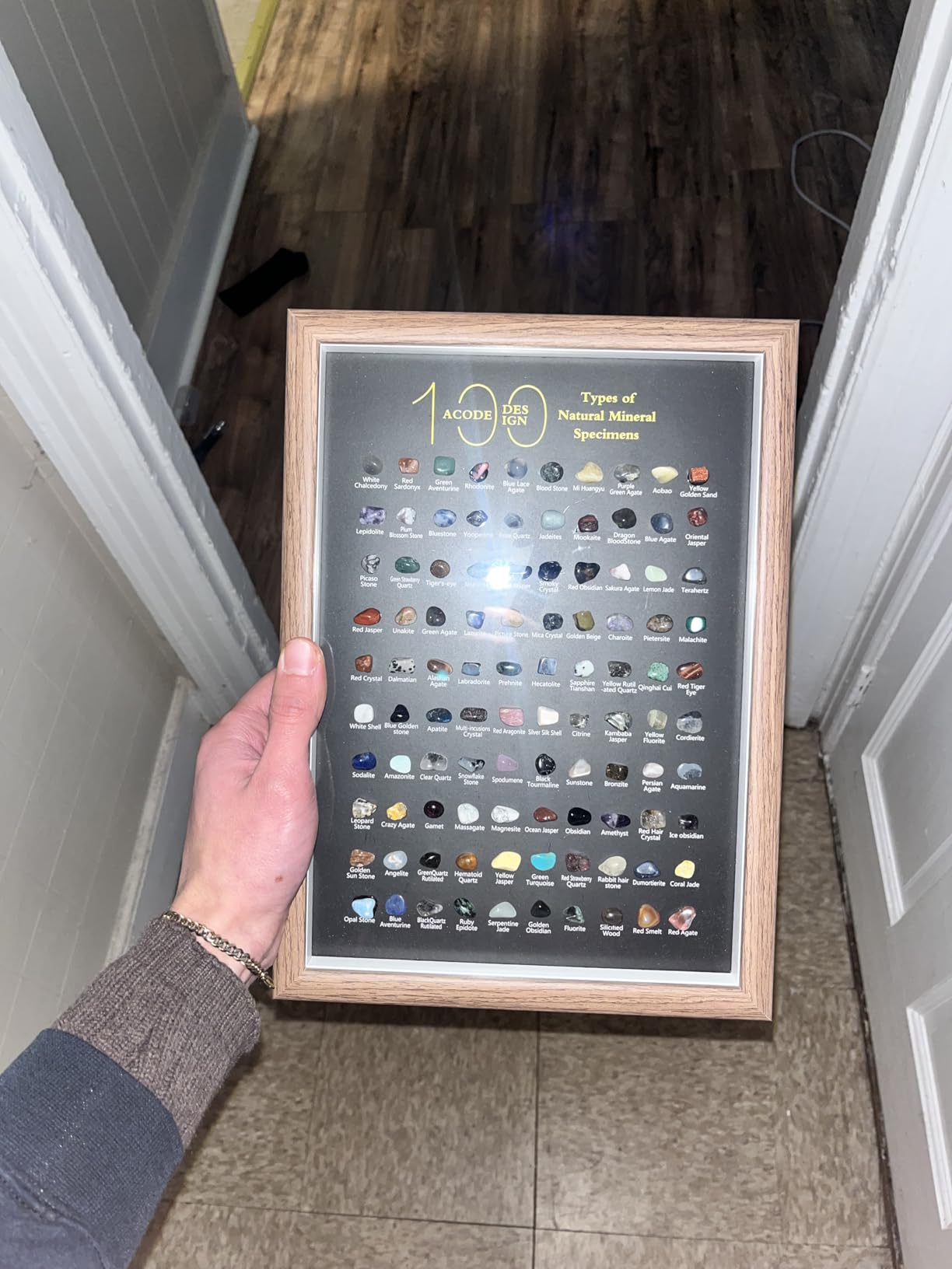 ACODE Natural Mineral Specimen Shadow Box, Geology Collection Display Case, Home Decor Wall Art Tabletop Display with Real Rocks Crystals, Gift for Birthday Christmas Housewarming customer photo 2