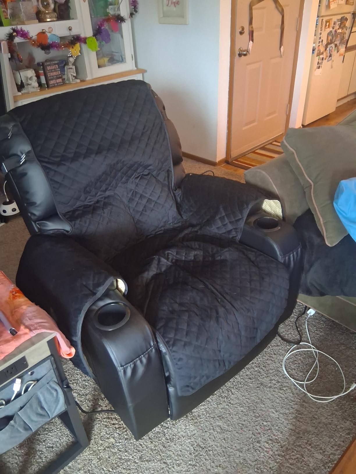 LAFWELL Rocking Recliner Chair, Massage Rocker Recliner Chair with Vibration Massage and Heat, USB and Type-C Ports, 360 Degree Swivel Faux Leather Chairs, Living Room, Bedroom, Nursery, RV, Black customer photo 2