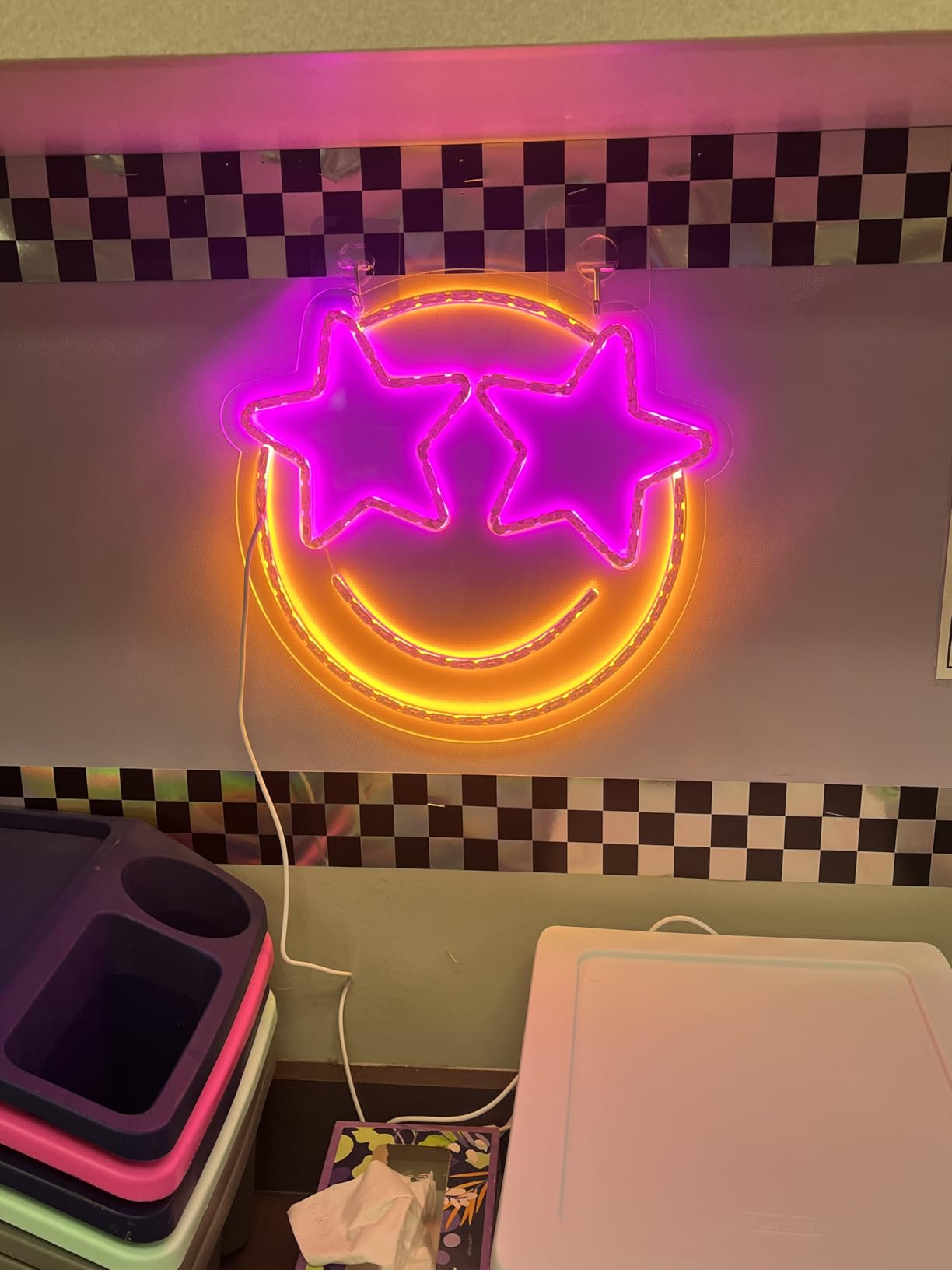 wootfairy LED Lights Wall Decor: 15.75x10.63 in Dimmable Gamer Controller Neon Sign for Gaming Room Man Cave & Bedroom Decoration - Blue and Pink Light Up Fun Gifts for Boys Teens Kids customer photo 2