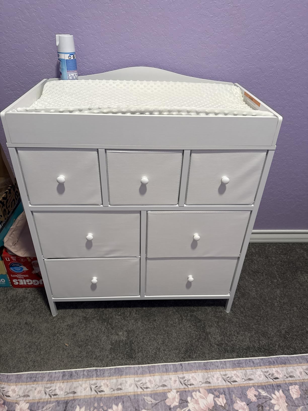 BOLUO Changing Table Dresser with Storage, Baby Dresser with Changing Table Top Diaper Changing Station with 7 Fabric Drawers for Nursery Modern customer photo 2