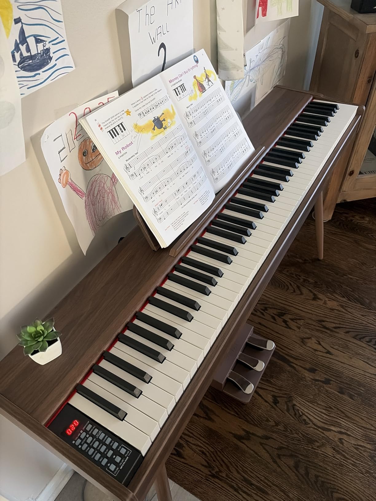 STRICH 88 Key Digital Piano, Hammer-Action Weighted Keyboard, Full Size Desk Cover Electric Piano Keyboard with Stand, 25Wx2 Speakers, Headphones, Three Pedal, SDP-350S (Furniture Style) customer photo 2