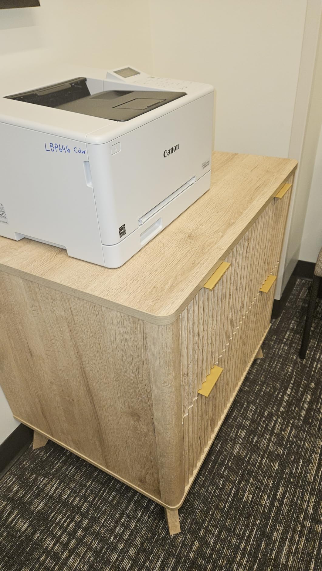T4TREAM 31.8-Inch Fluted 2 Drawer Lateral File Cabinet, Natural Oak | Filing Cabinet with Files Hanging Rod for Letter, Legal, A4, Large Tabletop for Printer, Wood Printer Cabinets, Home Office customer photo 2