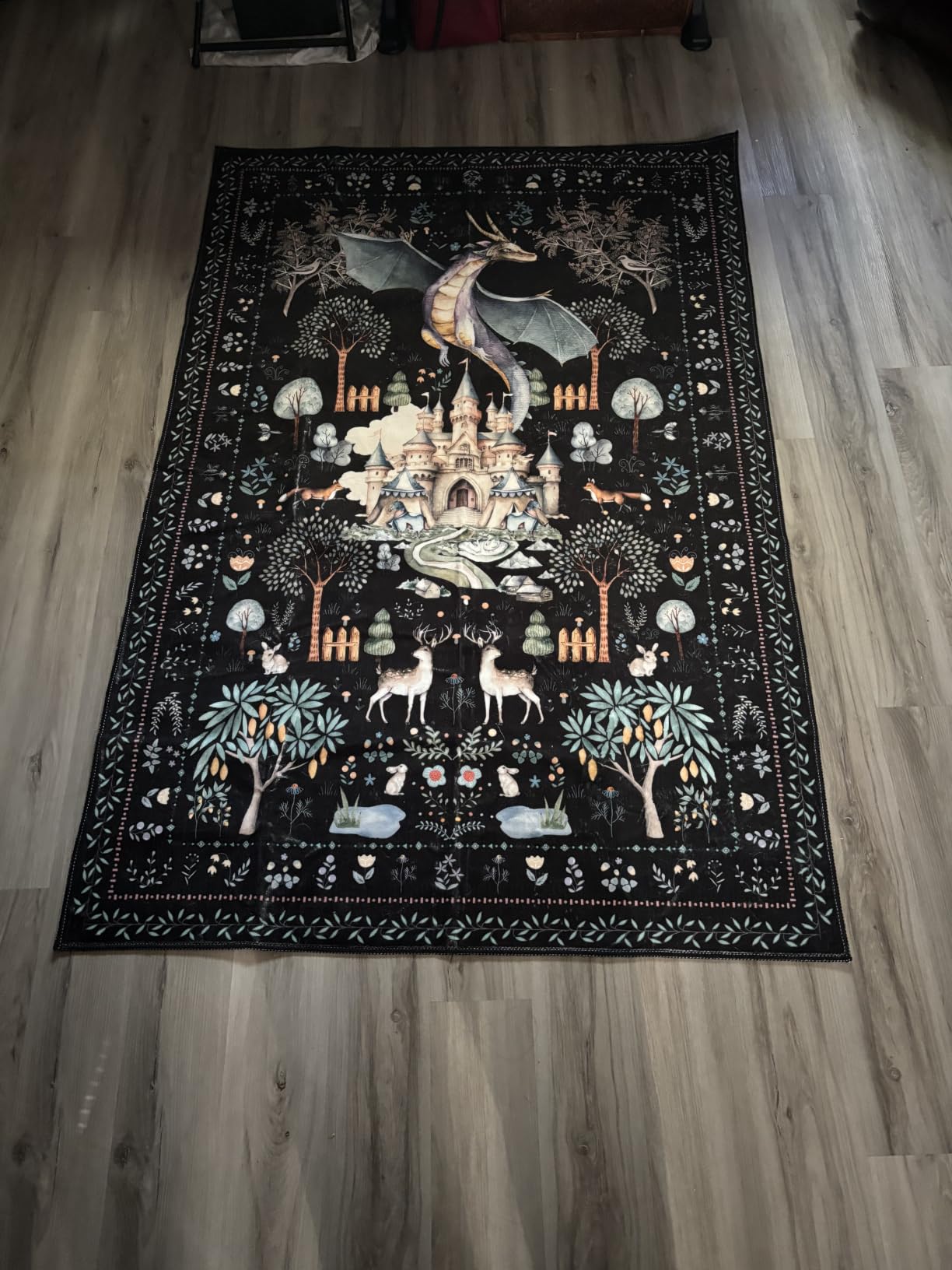 nesrt Washable Area Rugs 6x9ft for Living Room Bedroom, Green Animal Printed Dragon Rugs, Soft Large Botanical Forest Nursey Playroom Floor Carpets for Dining Room Farmhouse Home Office Holiday Decor customer photo 1