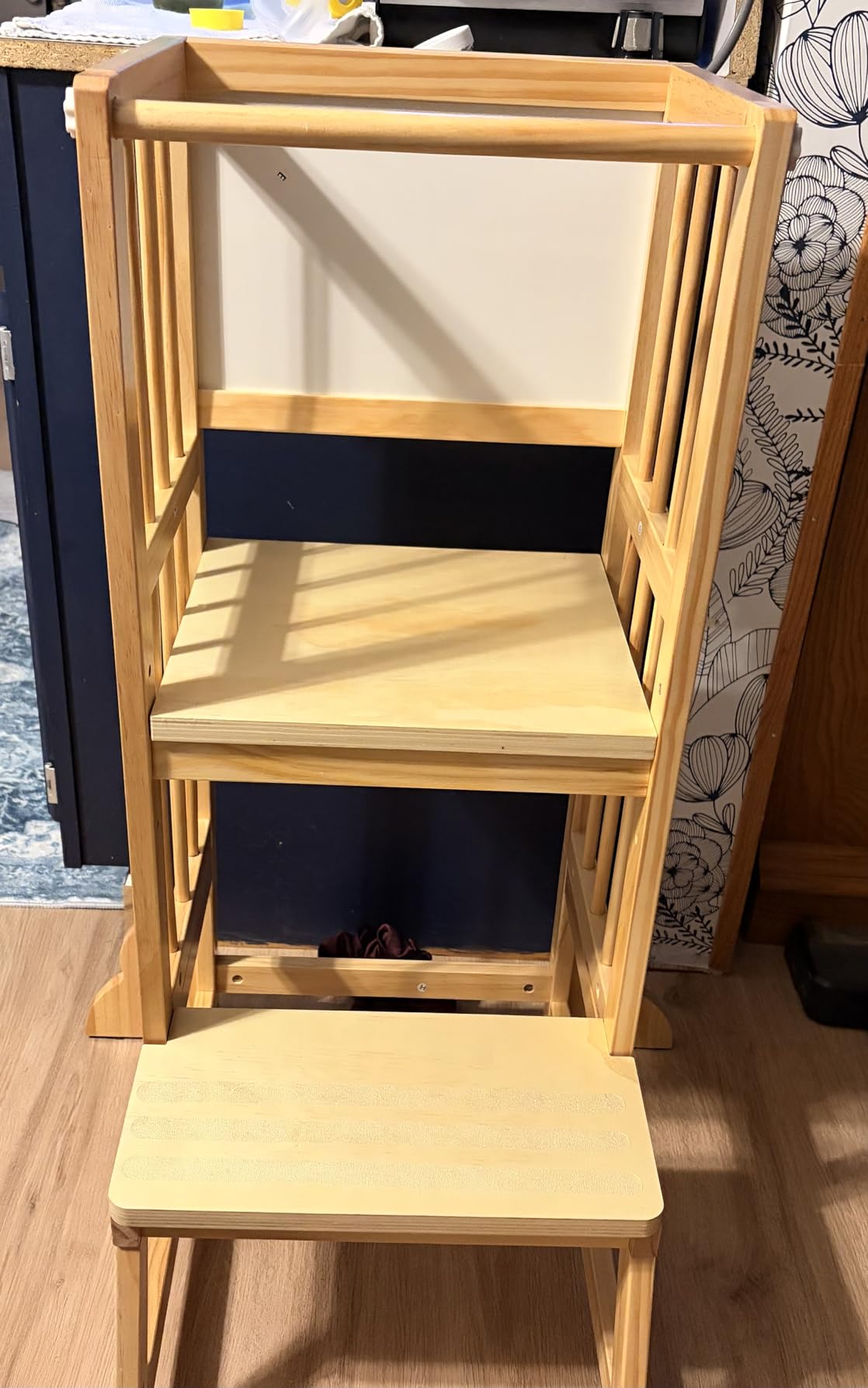 Toddler Tower, Kids Kitchen Step Stool with Safety Rails, Toddler Standing Tower Adjustable Height, Wooden Kitchen Stool for Kids, for Living Room Countertops and Bathroom Sinks(Natural) | Natural Wood Kitchen Stool for Kids Living Room Countertops and Bathroom Sinks customer photo 1