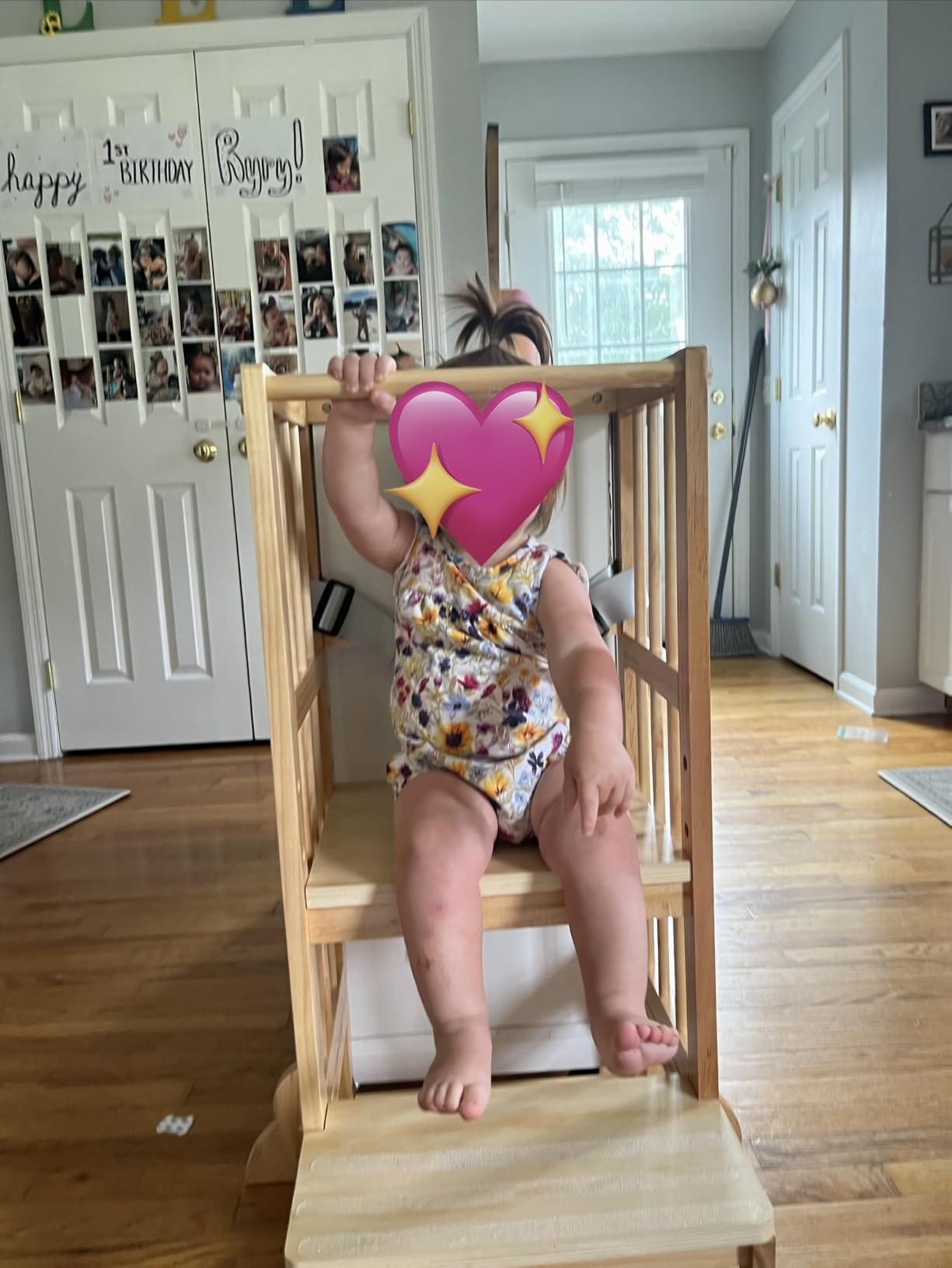 Toddler Tower, Kids Kitchen Step Stool with Safety Rails, Toddler Standing Tower Adjustable Height, Wooden Kitchen Stool for Kids, for Living Room Countertops and Bathroom Sinks(Natural) | Natural Wood Kitchen Stool for Kids Living Room Countertops and Bathroom Sinks customer photo 2