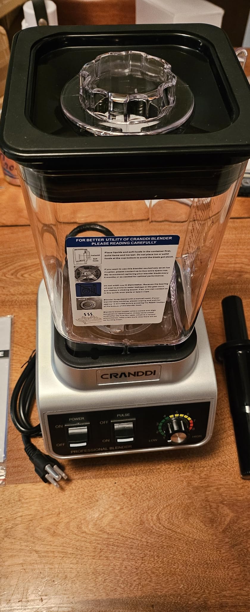 CRANDDI Professional Commercial Blender, Max 1500W, 80oz Pitcher, Variable 9 Speeds Control, K96 customer photo 1