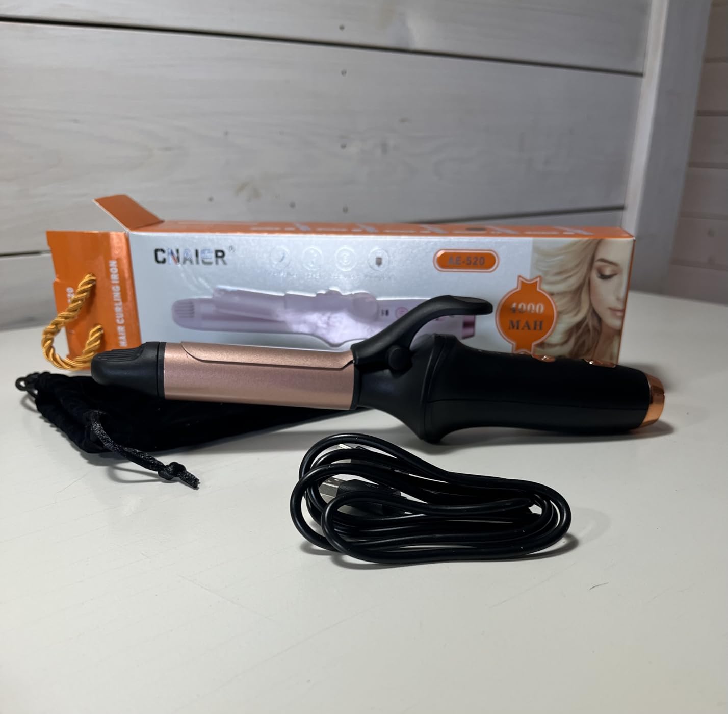 Cordless Curling Iron Hair Curler: Mini USB Rechargeable 4000 mAh 3 Temp Setting Travel Portable 200 Million Negative Ion for Long Short Hair customer photo 2