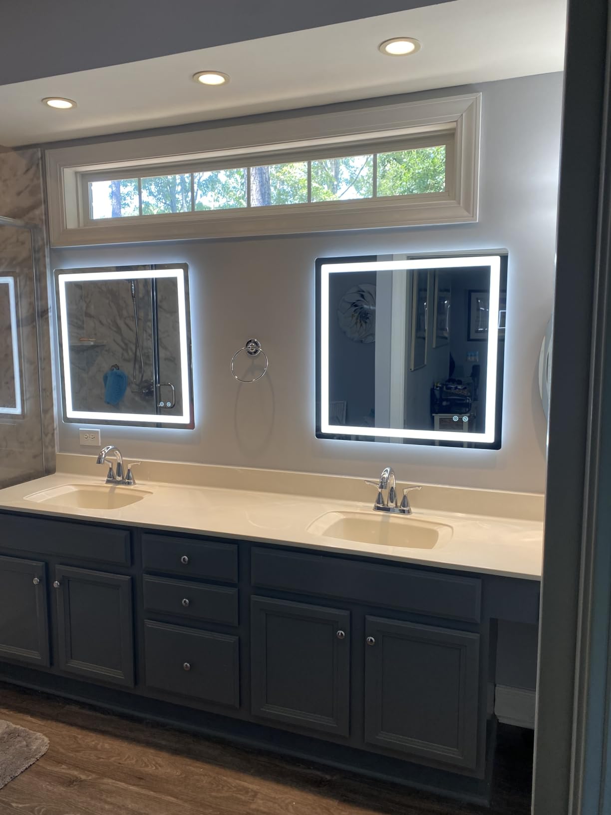30x50 LED Bathroom Vanity Mirror with Lights, Anti-Fog, Dimmable | Front & Backlit with 3 Color Modes and Memory, 5mm Shatterproof Glass, Plug-in or Hardwired, Horizontal or Vertical customer photo 1