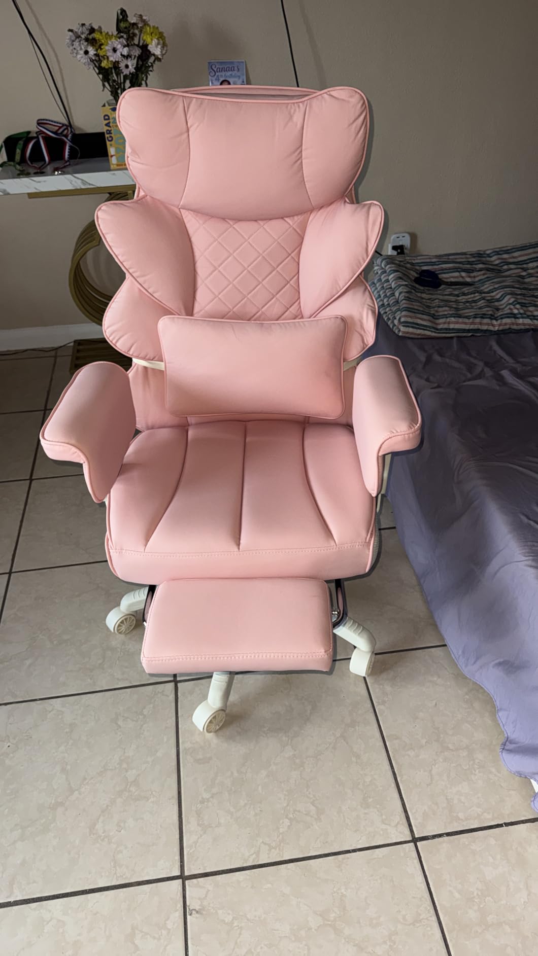 Dowinx Big and Tall Office Chair with Pocket Spring Cushion, High Back Computer Gaming Chairs with Adjustable Armrests, Executive Desk Chairs with Lumbar Support and Footrest, PU-Brown customer photo 1