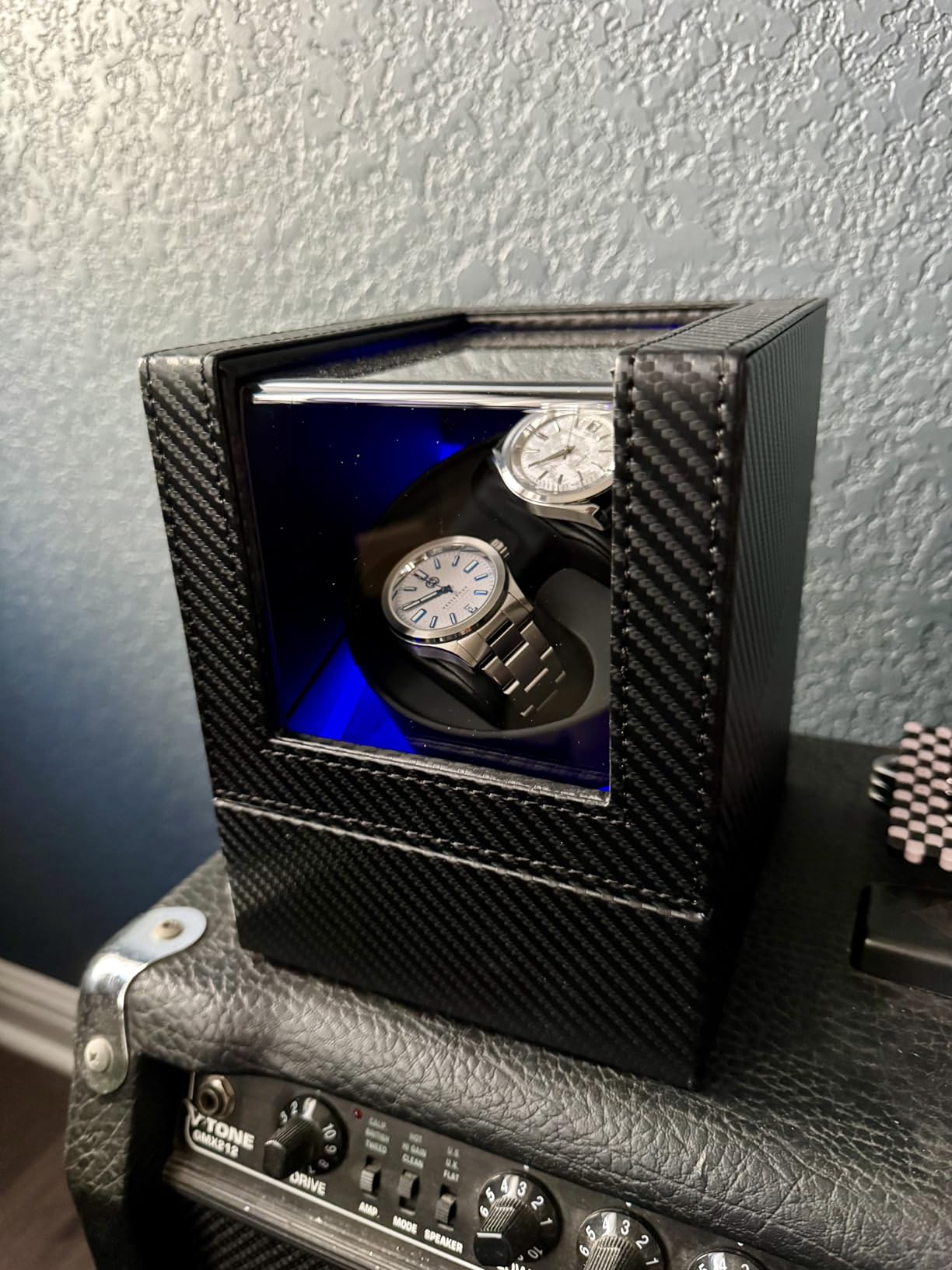 BEWISHOME Watch Winder for Automatic Watches, Double Watch Winder with LED Light 4 Modes, Automatic Watch Winder Box Watch Spinner with Japanese Quiet Motor Type-C Adapter or Battery Powered, SYQ02C customer photo 2