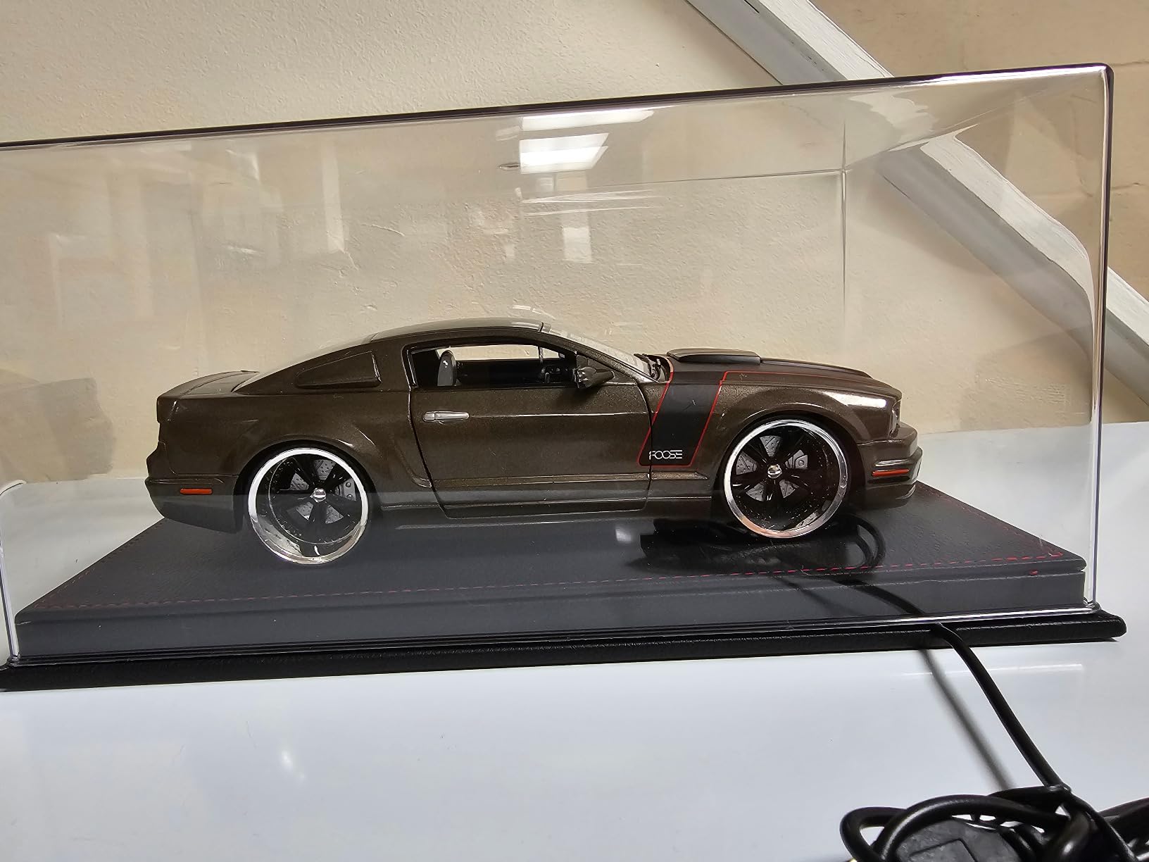 Lighted Display Case for 1/18 Scale Model Cars(No Assembly, 13x7x6inch) | Embedded LED Light, Leather Base, Clear Acrylic Display Case for collectibles customer photo 1
