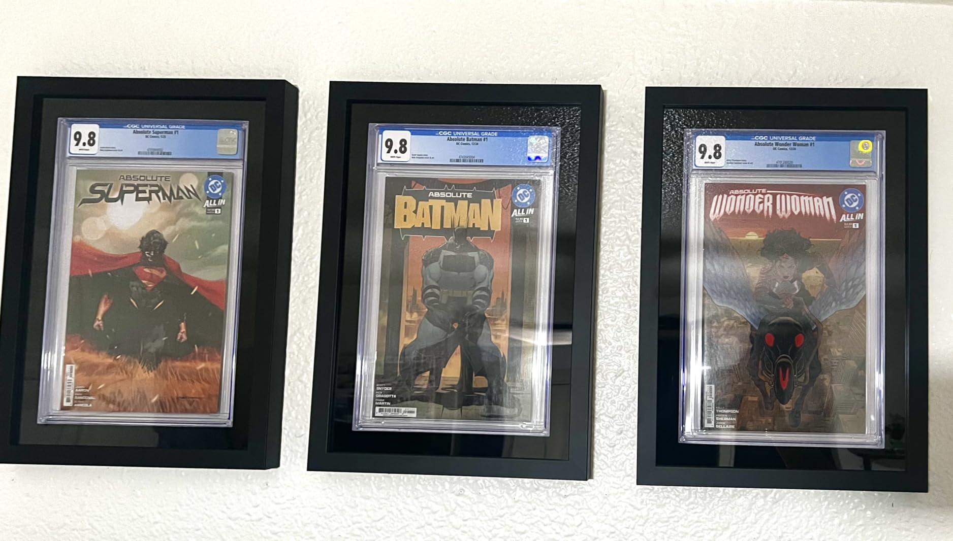 Single Graded Comic Book Frame for Standard CGC Slabs, Solid Wood Black Frame with Velvet EVA Lining, 16