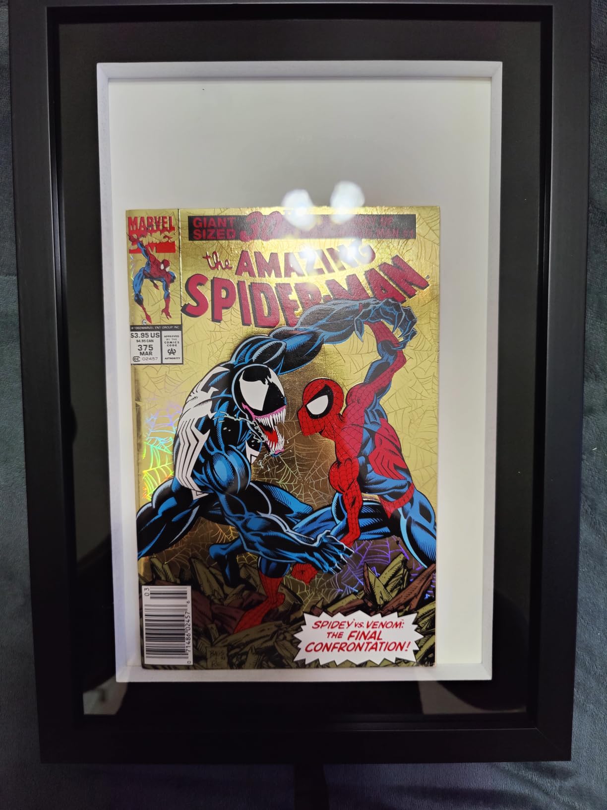 Single Graded Comic Book Frame for Standard CGC Slabs, Solid Wood Black Frame with Velvet EVA Lining, 16