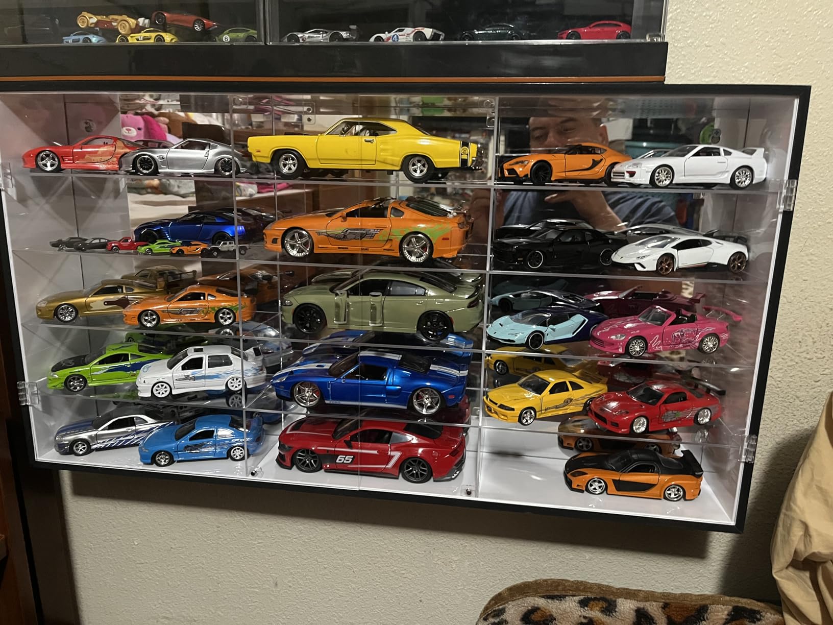 1:24 Clear Acrylic Toy Car Display Case 24 Grids Toy Race Car Display Show Box Diecast Case Wall Mounted Vehicles Shelf for Storage, Christmas Mini Model Figure Lover Gifts customer photo 1