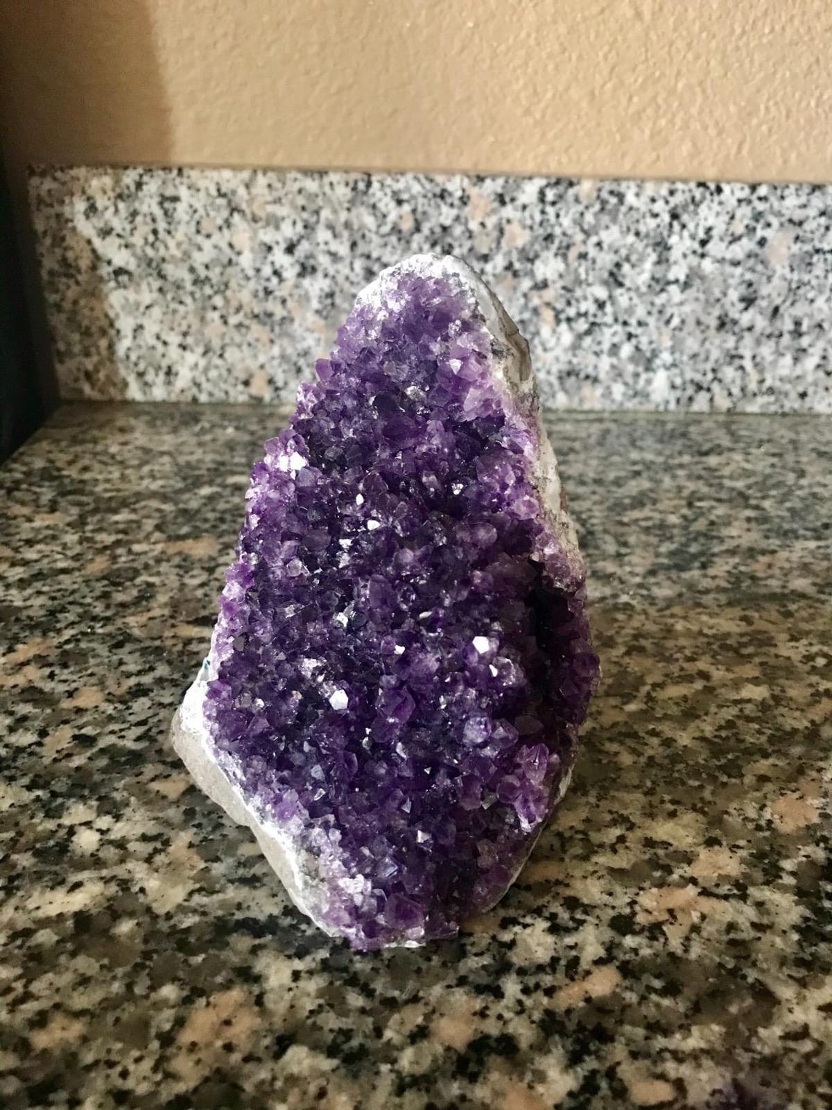 SUPERIOR Amethyst Crystal Rock Cluster 1.5-2 lbs Natural Edge & Flat Bottom | Healing Amethyst Purple Geode Stone, Raw Uruguay Quartz Crystals Cluster for Home Decor, Stone Collection-Free Selenite Wand customer photo 1