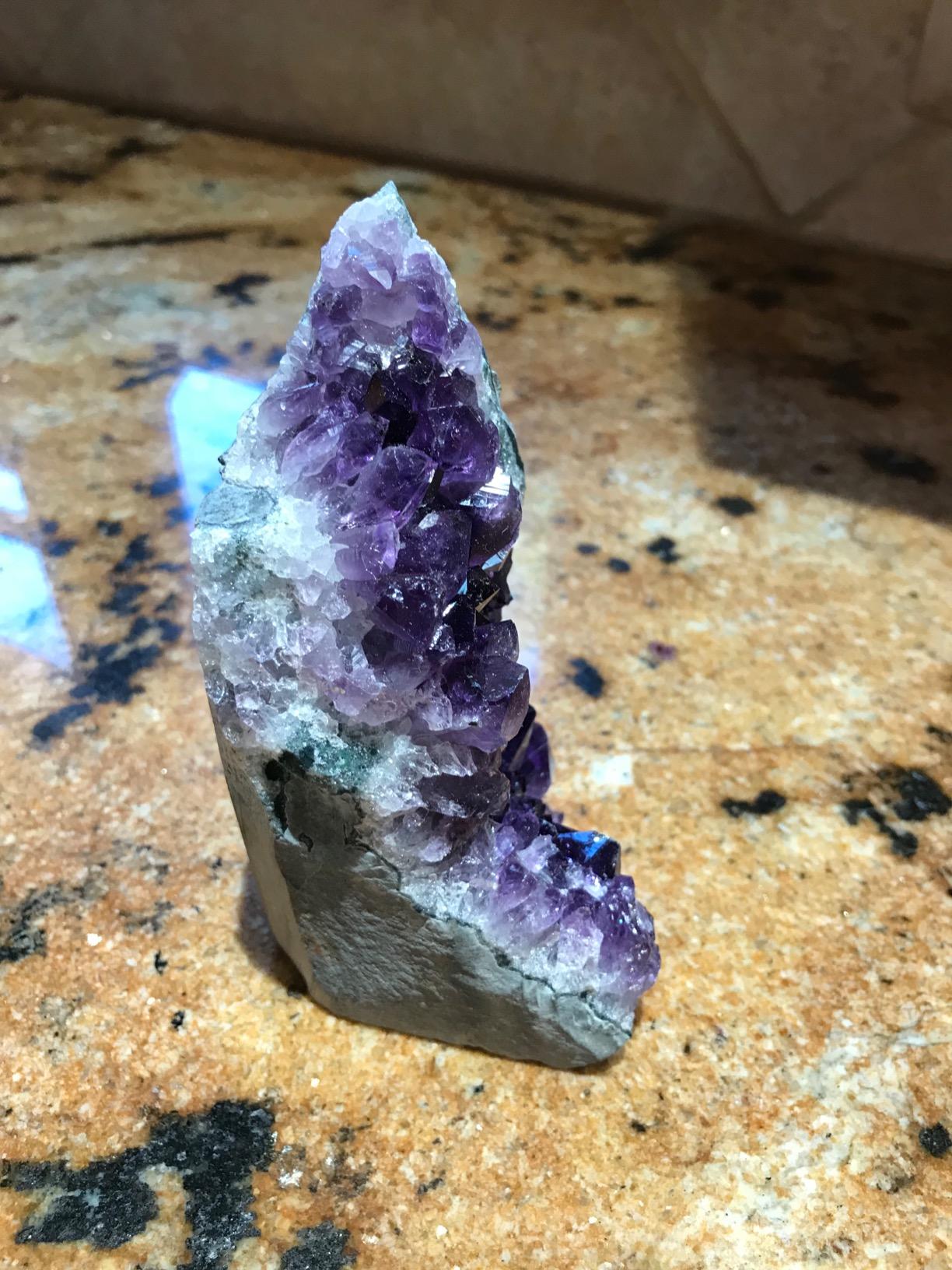 SUPERIOR Amethyst Crystal Rock Cluster 1.5-2 lbs Natural Edge & Flat Bottom | Healing Amethyst Purple Geode Stone, Raw Uruguay Quartz Crystals Cluster for Home Decor, Stone Collection-Free Selenite Wand customer photo 2