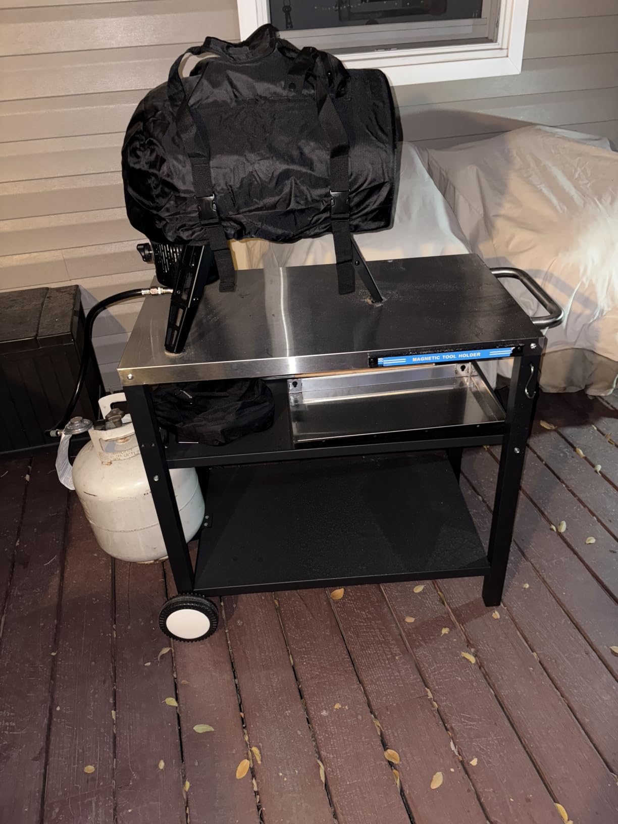 GasOne Stainless Steel Grill Table - 44 x 20-inch Rolling Grill Cart - Multifunctional Outdoor Side Table with Side Shelf, Trash Bag Hanger, Tool Holder - Ideal for Food Prep, Pizza Oven, Griddle customer photo 2
