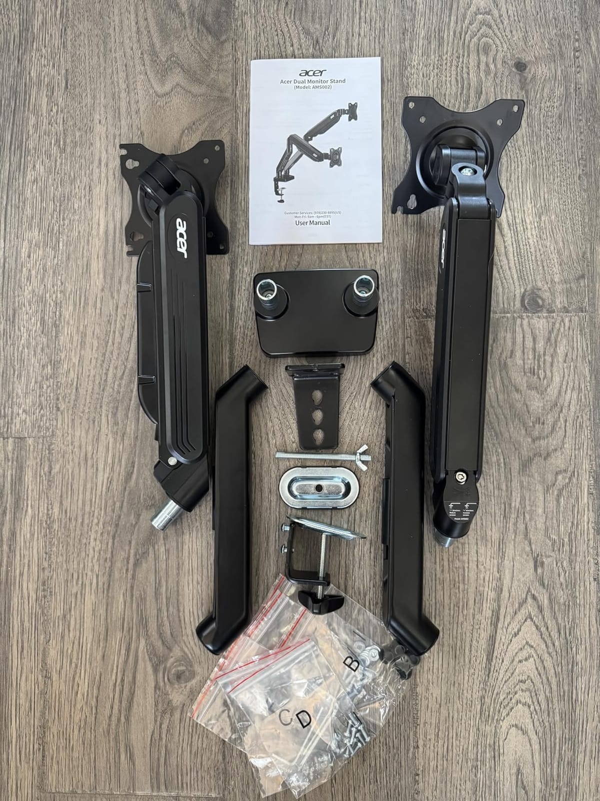 Acer Dual Monitor Arm, Gas Spring VESA Mount Stand for 17-32 inch Screens | Computer Desk Arm Fully Adjustable VESA 75x75/100x100 with C-Clamp & Grommet Mounting Base, Each Arm Holds 4.4 to 19.8 lbs customer photo 2