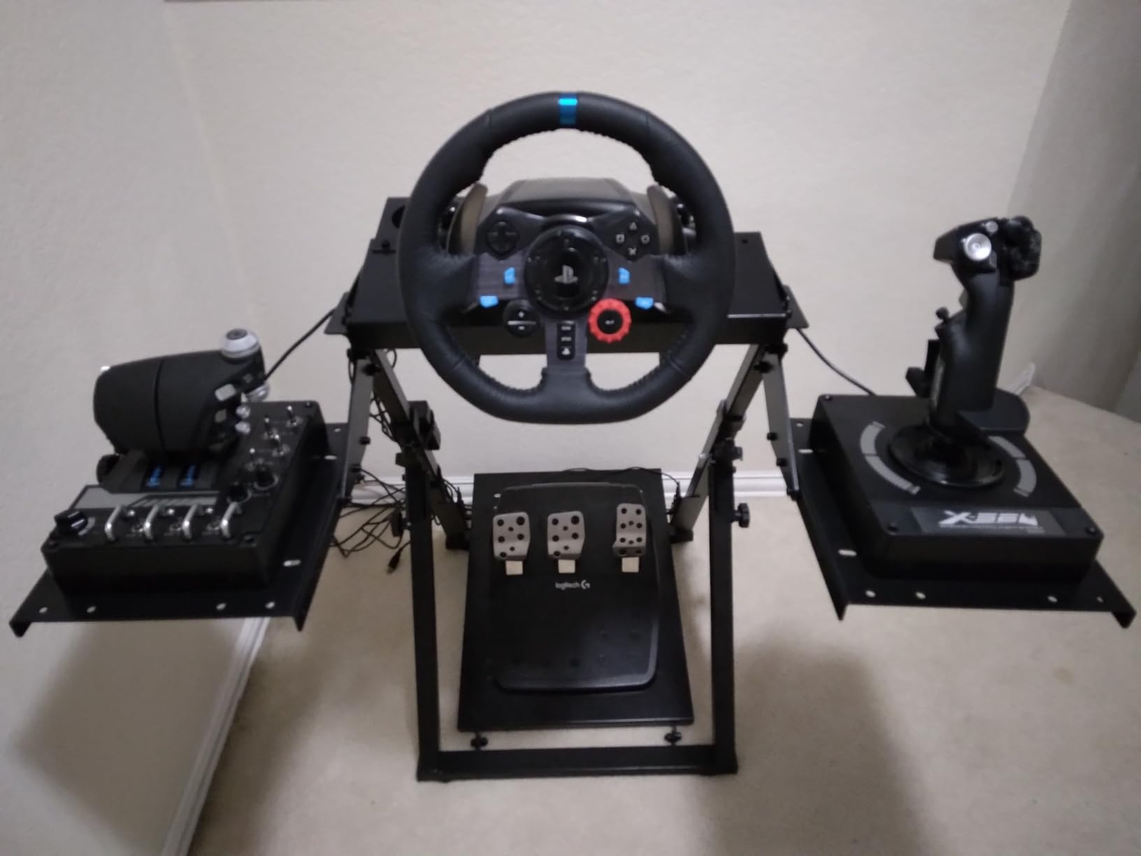 GTPLAYER Flight Racing Simulation Stand Foldable Gaming Stand Compatible with Logitech/Thrustmaster/PXN Gaming Devices Adjustable Stable Simulator Cockpit Stand, Electronic Device Not Included, Black customer photo 1
