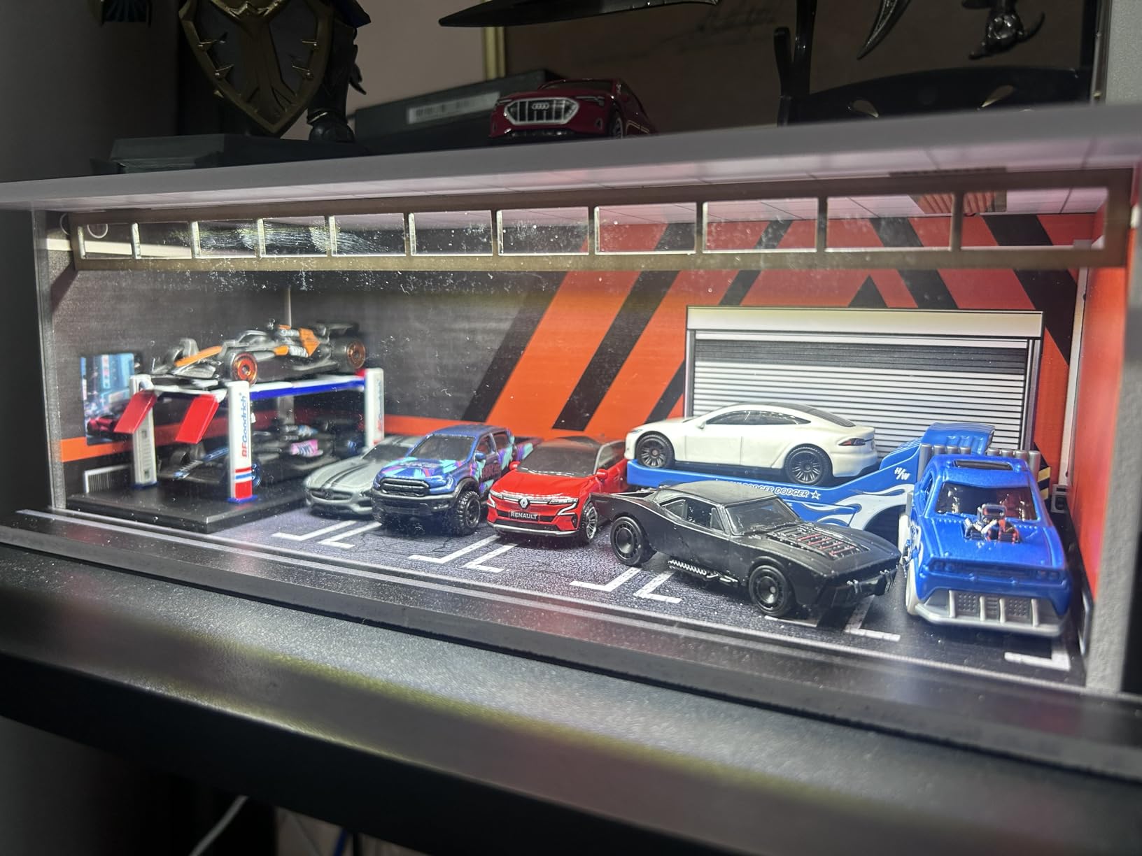 1/64 Diorama Display Case with LED Lights, Model Car Display and Storage, Compatible with Hot-Wheels Match-Box Mini GT Diecast Cars, Gift for Men, Dad, Son, Fans - Man Cave, Bar, Desk Decor customer photo 2