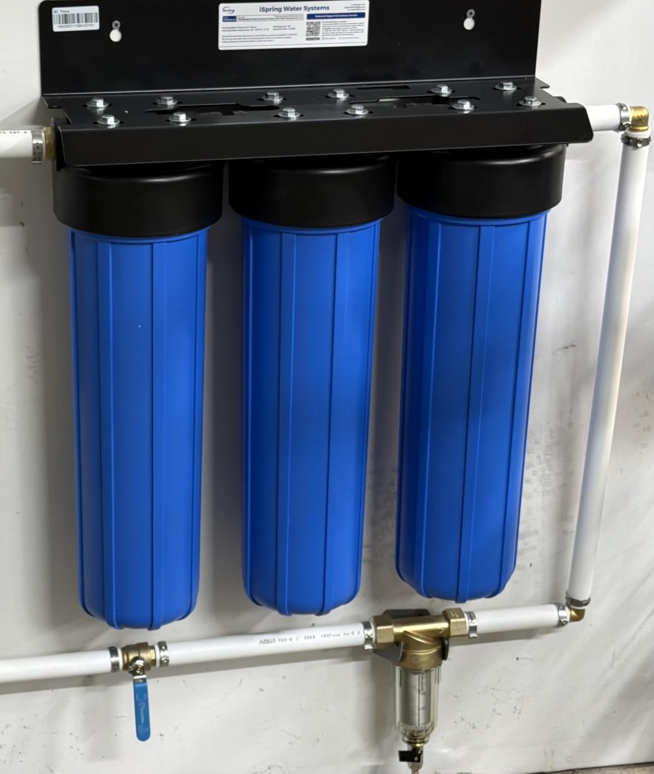 iSpring Whole House Water Filter System, Ultimate PFAS, Scale, Heavy Metals Protection Removes Up to 99% PFOA & PFOS with SGS-Tested Media, 3-Stage Filtration, 20