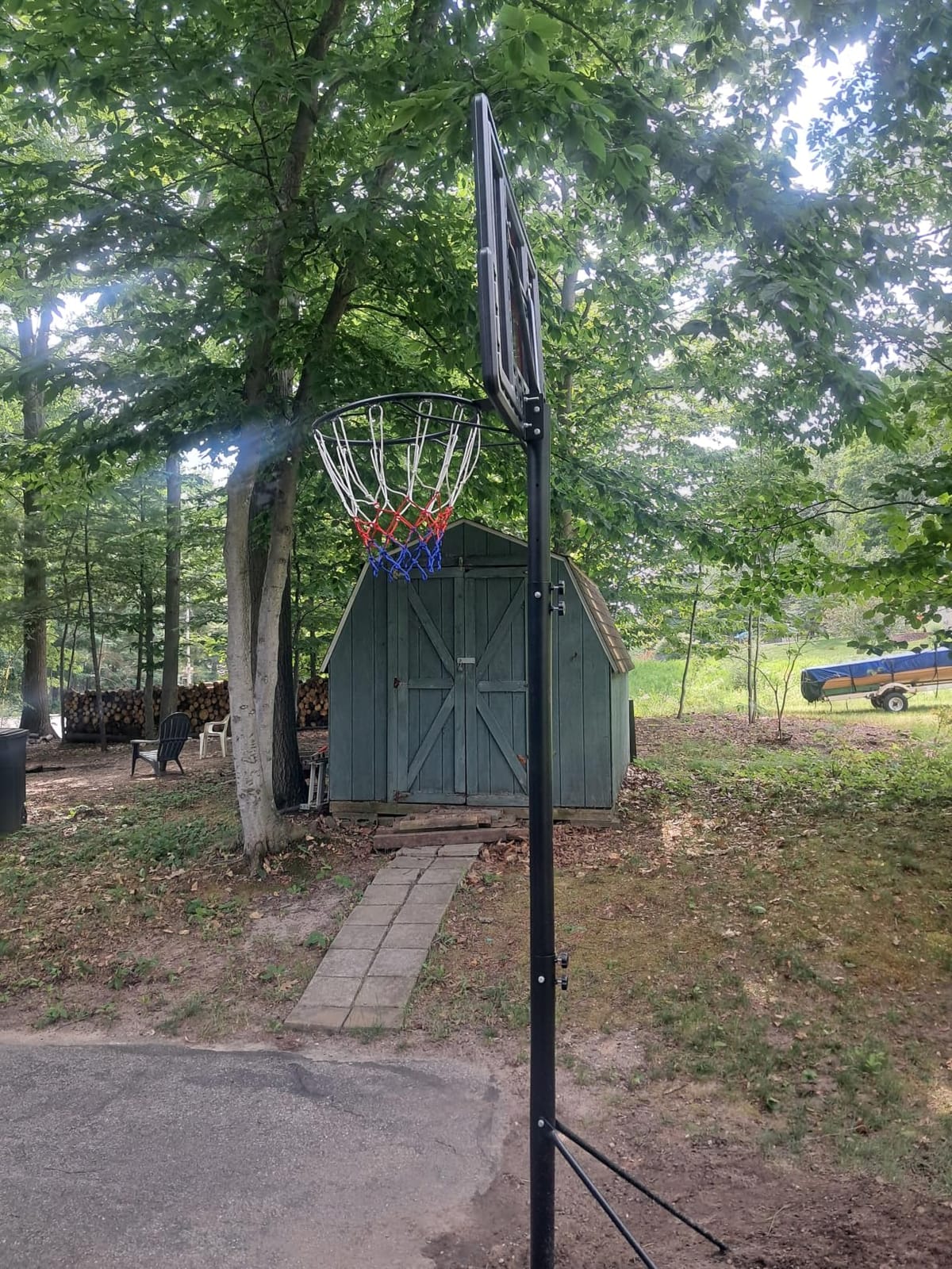 DUMOS 10FT Adjustable Height Portable Basketball Hoop Outdoor for Adult, 44 Inch Shatterproof Backboard w/Shock Absorbent Rim, Fillable Base, 2 Wheels for Swimming Pool/Indoor customer photo 1