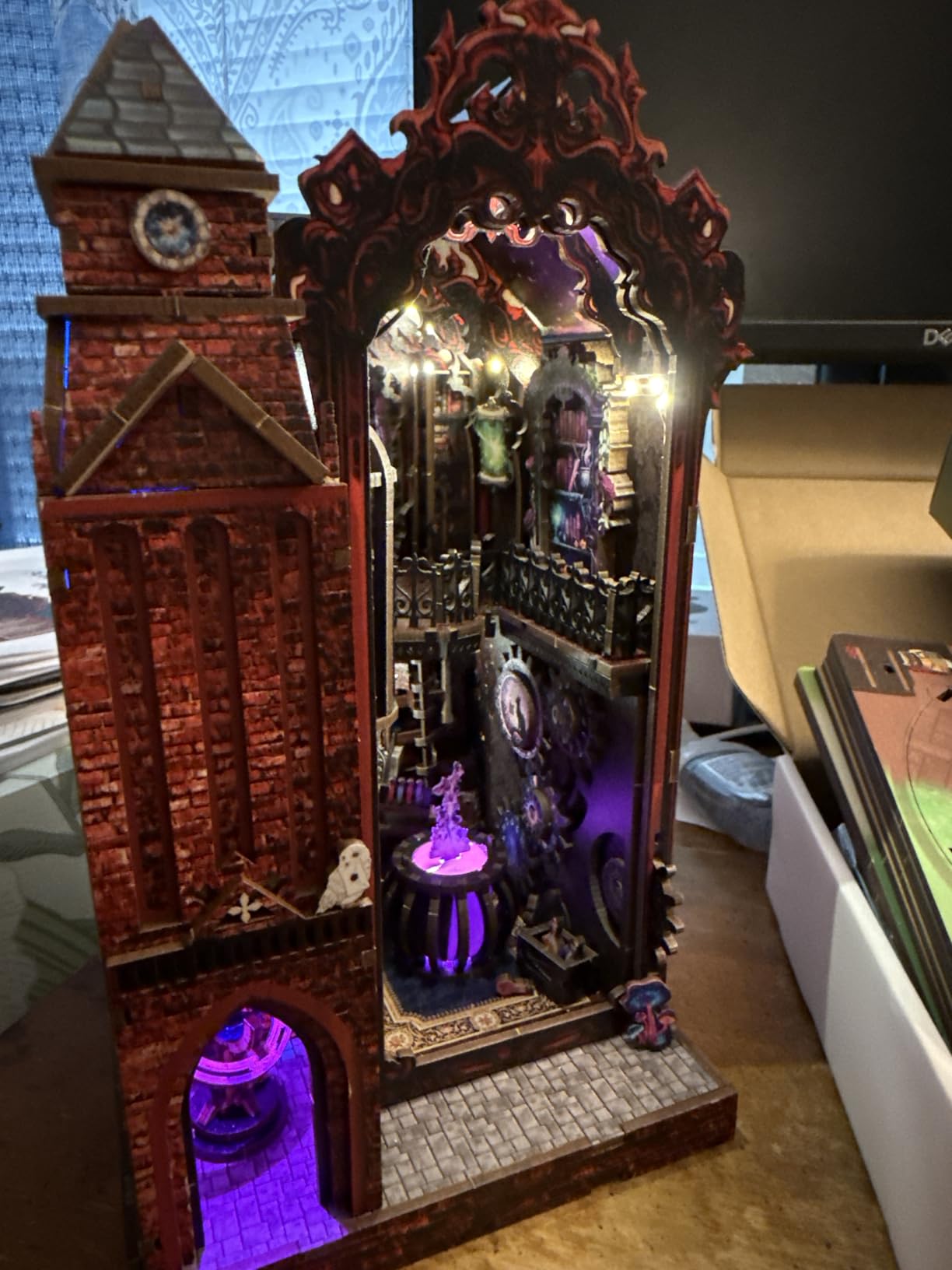 Book Nook Kit for Bookshelf - Arcane Spire Magical Castle 3D Wooden Puzzle, DIY Miniature Dollhouse with LED Lights, Fantasy Book Shelf Insert Decor, Creative Gift for Adults & Teens customer photo 1