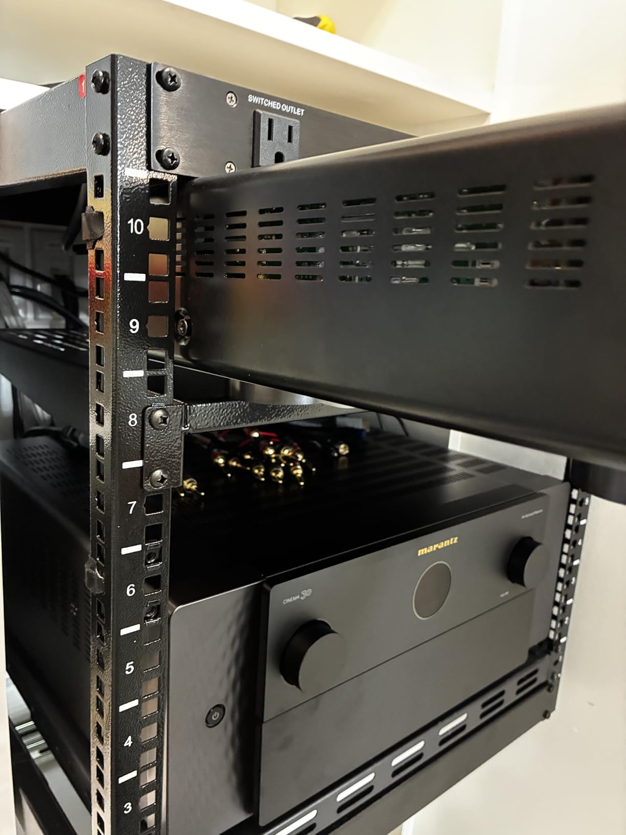 VEVOR 10U Server Rack, Open Frame Network Rack, 4-Post Floor Standing or Wall Mounted, Includes 2PCS Vented 1U Rack Shelves & Mounting Hardware, Computer Wall Rack for 19
