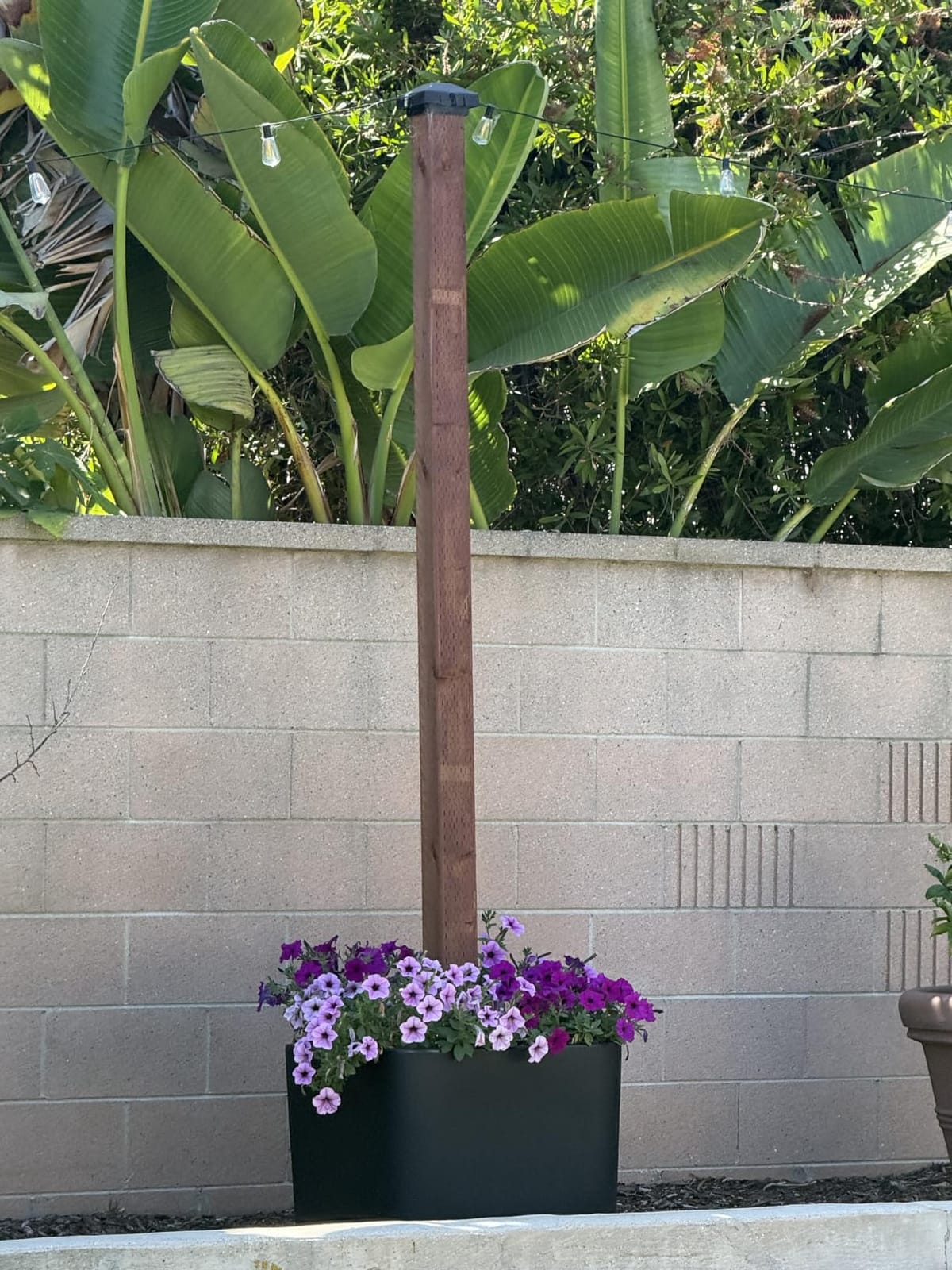 Step2 Firefly String Light Pole Stand with Planter, 2pk, Outdoor Hanging Lights Solution, Black customer photo 1