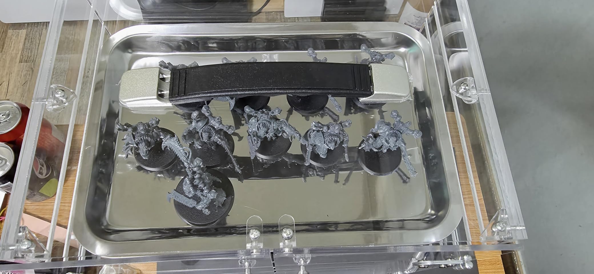 Miniature Storage Case with 6 Metal Trays, Acrylic Clear Miniature Display Case Transport Case with Magnetic Door customer photo 2