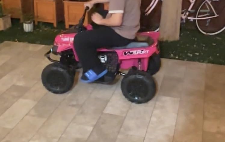 ELEMARA 24V Iron-Frame 2 Seater Ride on ATV for Big Kids, 4WD Heavy-Duty ATV for Kids with Bluetooth, 4 Wheeler Ride on Car with Realistic Sounds, Spring Suspension, Ultimate Adventure for Boy&Girls, Pink customer photo 2