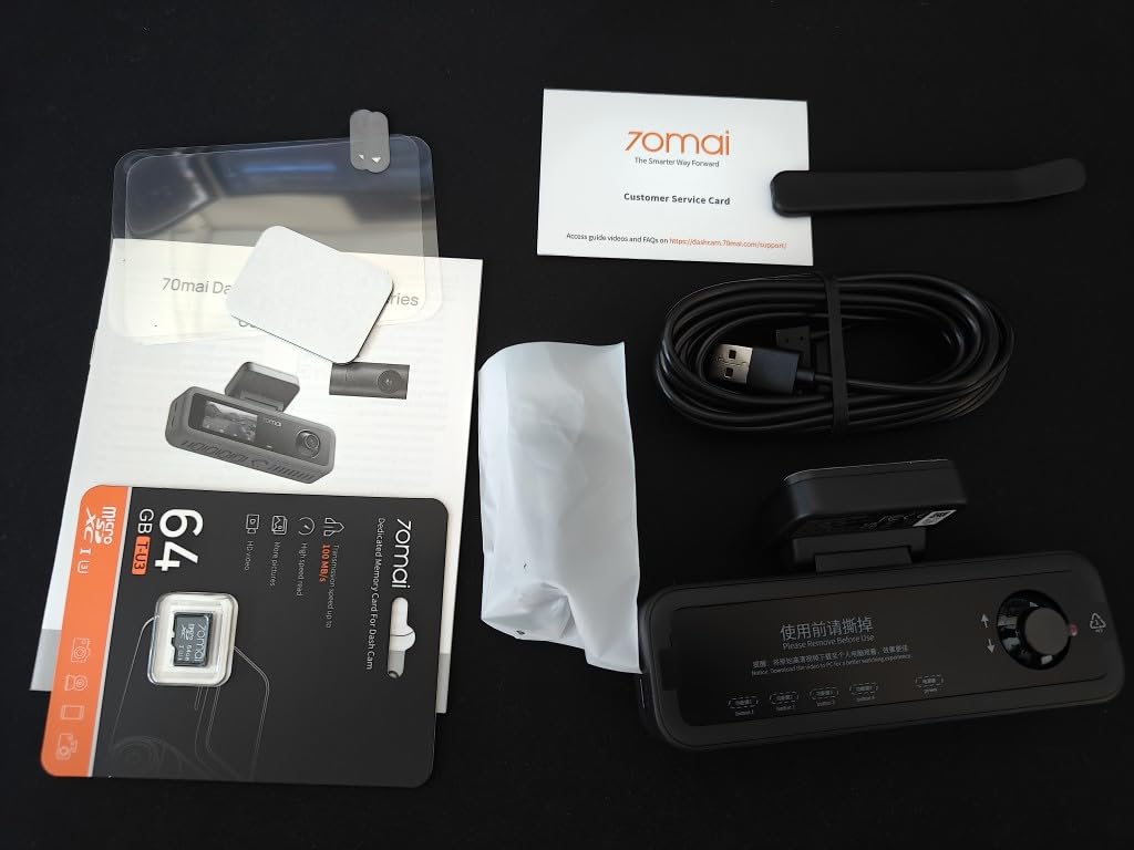 70mai 4K Dash Cam Front and Interior, 4K HDR Dash Camera with F1.55 Aperture, Wi-Fi 6, 24H Parking Surveillance, GPS, Loop Recording, 64GB Card Included, UHD Dashcam for Cars/Taxi/Uber/Lyft customer photo 2