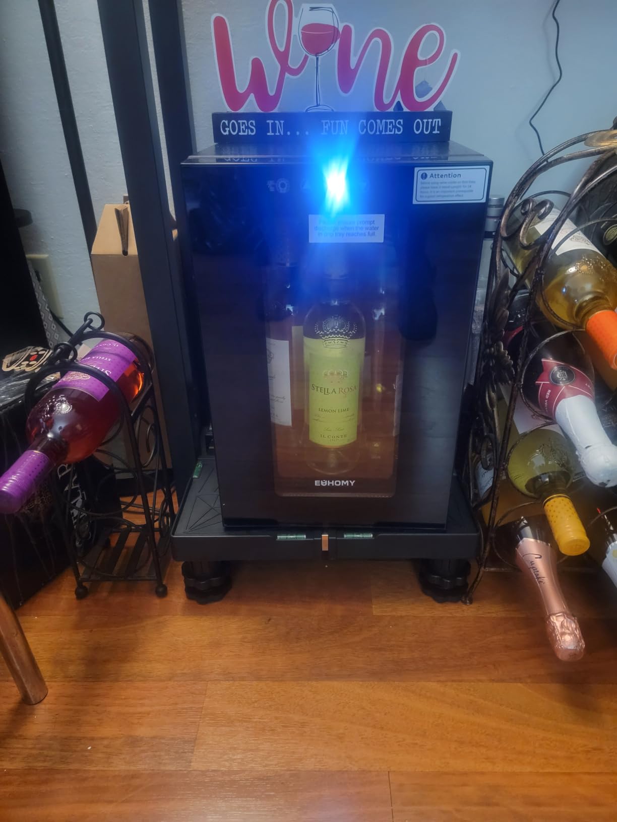 EUHOMY 25 Bottle Wine Cooler Refrigerator, Freestanding Compressor Wine Fridge with Adjustable Temperature and Digital Control, Mini Fridge with Glass Door for Red White Wine, Beer, Black customer photo 1