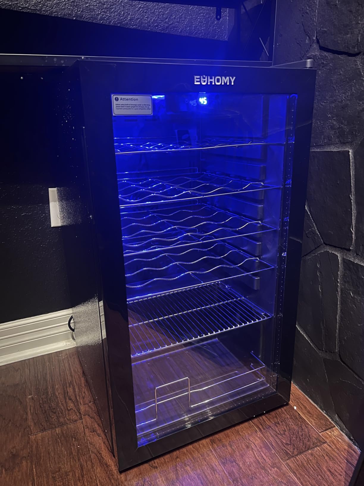 EUHOMY 25 Bottle Wine Cooler Refrigerator, Freestanding Compressor Wine Fridge with Adjustable Temperature and Digital Control, Mini Fridge with Glass Door for Red White Wine, Beer, Black customer photo 2