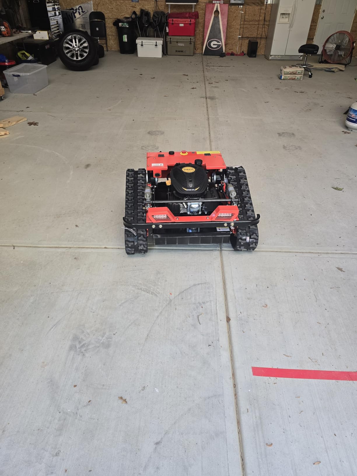 Remote Control Lawn Mower with Snow Plow, Crawler Track All-Terrain System, Hybrid Oil-Electric Power for Steep Slopes and Large Lawns, Adjustable Cutting Height customer photo 2
