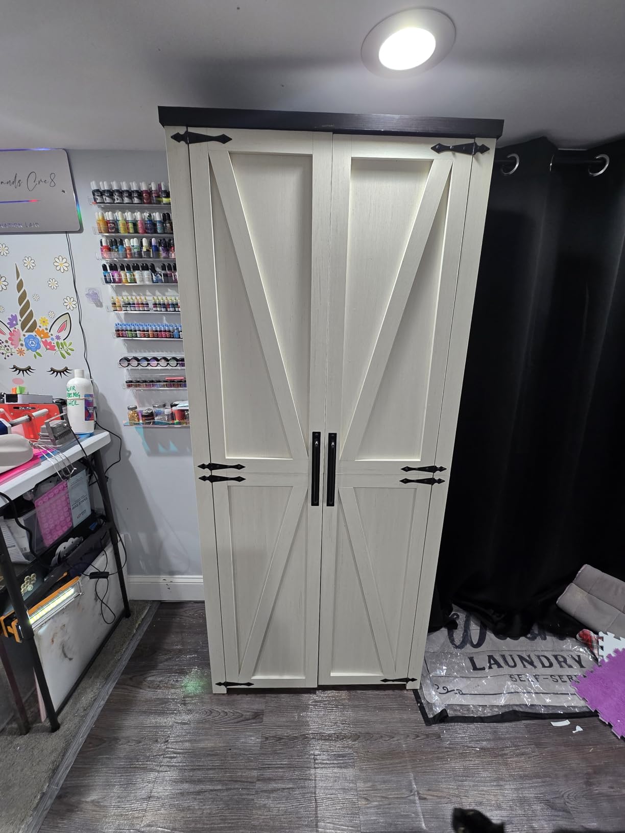NEWOWNDS Craft Storage Cabinet with LED Lights - 72