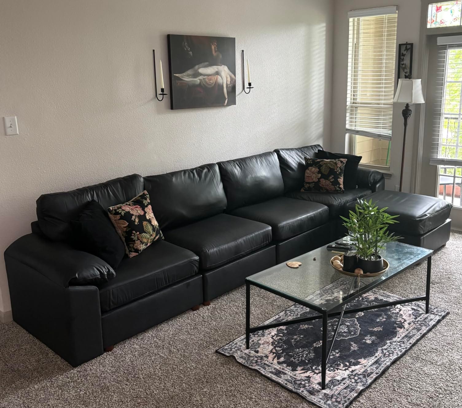 EASE MOOSE Modular Sectional Sofa, Scratch Resistant Couch, Light Grey | Pet-Friendly Faux Leather, Large Deep Seat, Easy to Clean, Solid Wood Frame, Easy Assembly, Removable Covers customer photo 1