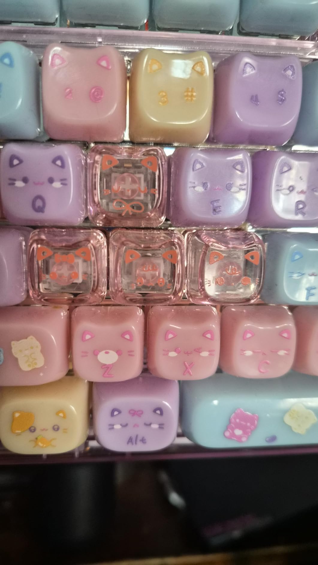 KiiBOOM Cute Cat Keycaps Set, Mao Profile, Cat Shape | PC Keycap for MX Switch Mechanical Keyboard, Compatible with 60%, 65%, 75%, TKL, 96%, Full-Sized Layout (Meow Pudding) customer photo 1